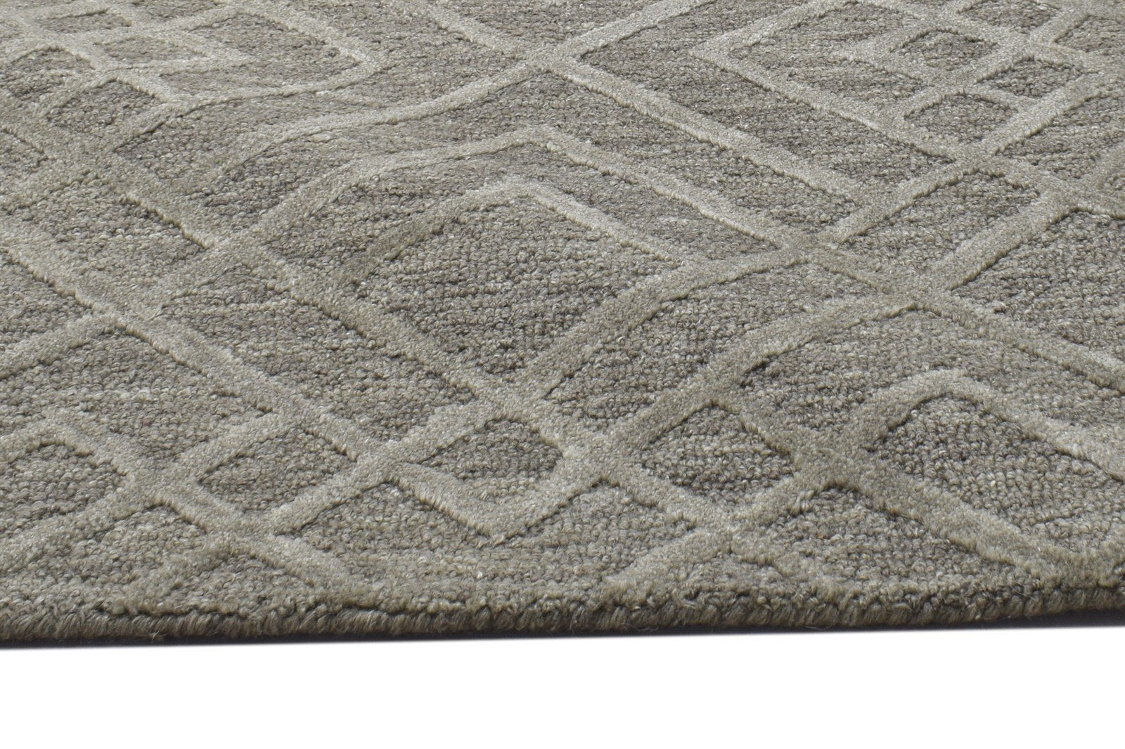 Dark Grey Wool Rug 2' X 3' Modern Hand Tufted Moroccan Geometric Small Carpet 7864141086869