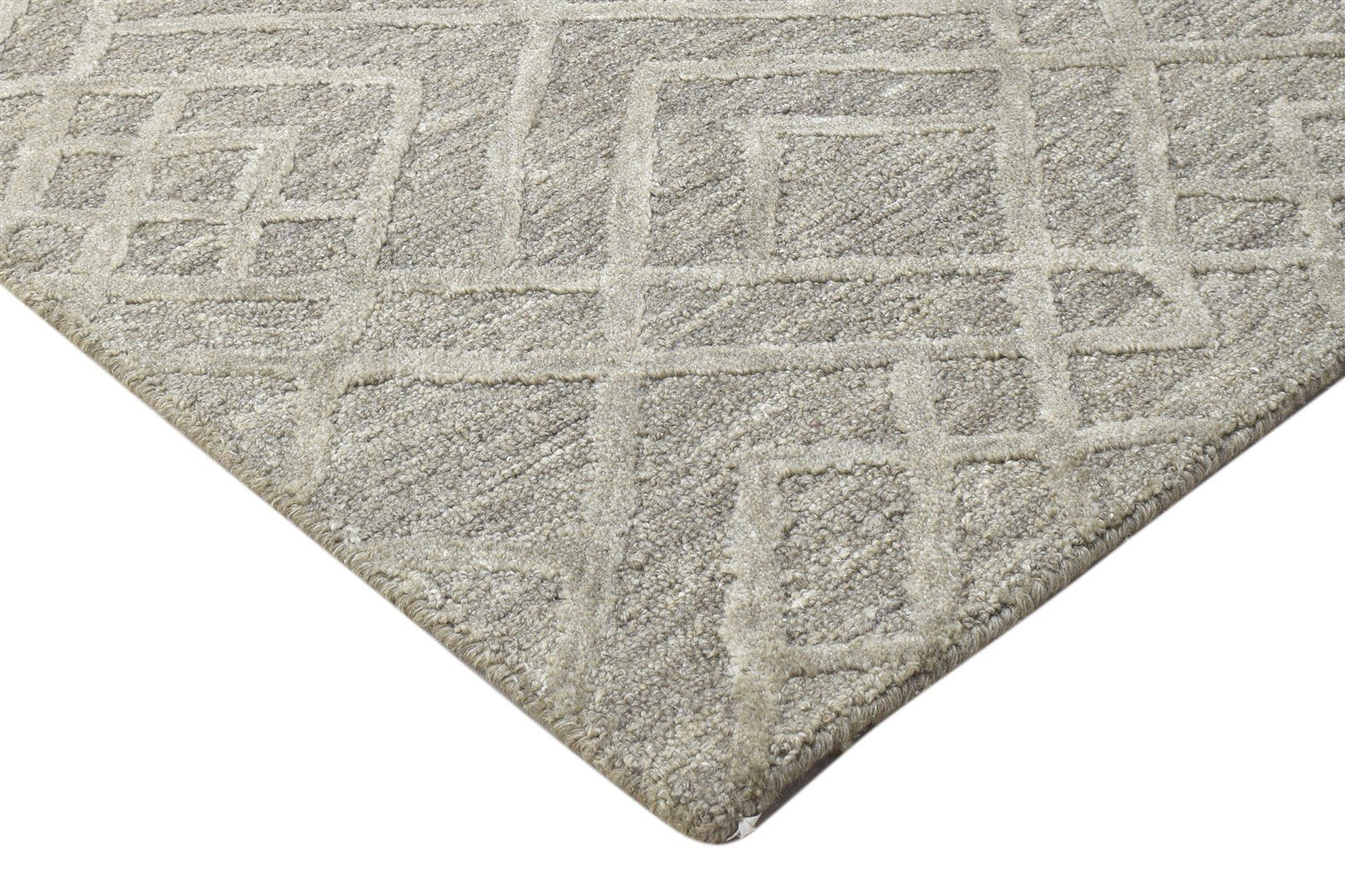 Dark Grey Wool Rug 2' X 3' Modern Hand Tufted Moroccan Geometric Small Carpet 7864141086869