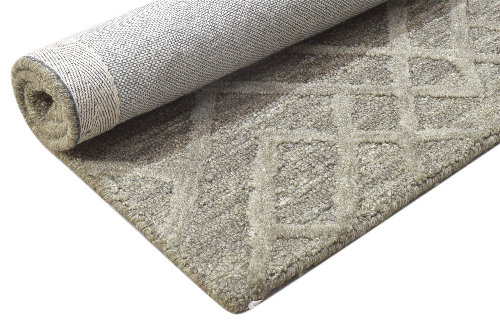 Dark Grey Wool Rug 2' X 3' Modern Hand Tufted Moroccan Geometric Small Carpet 7864141086869