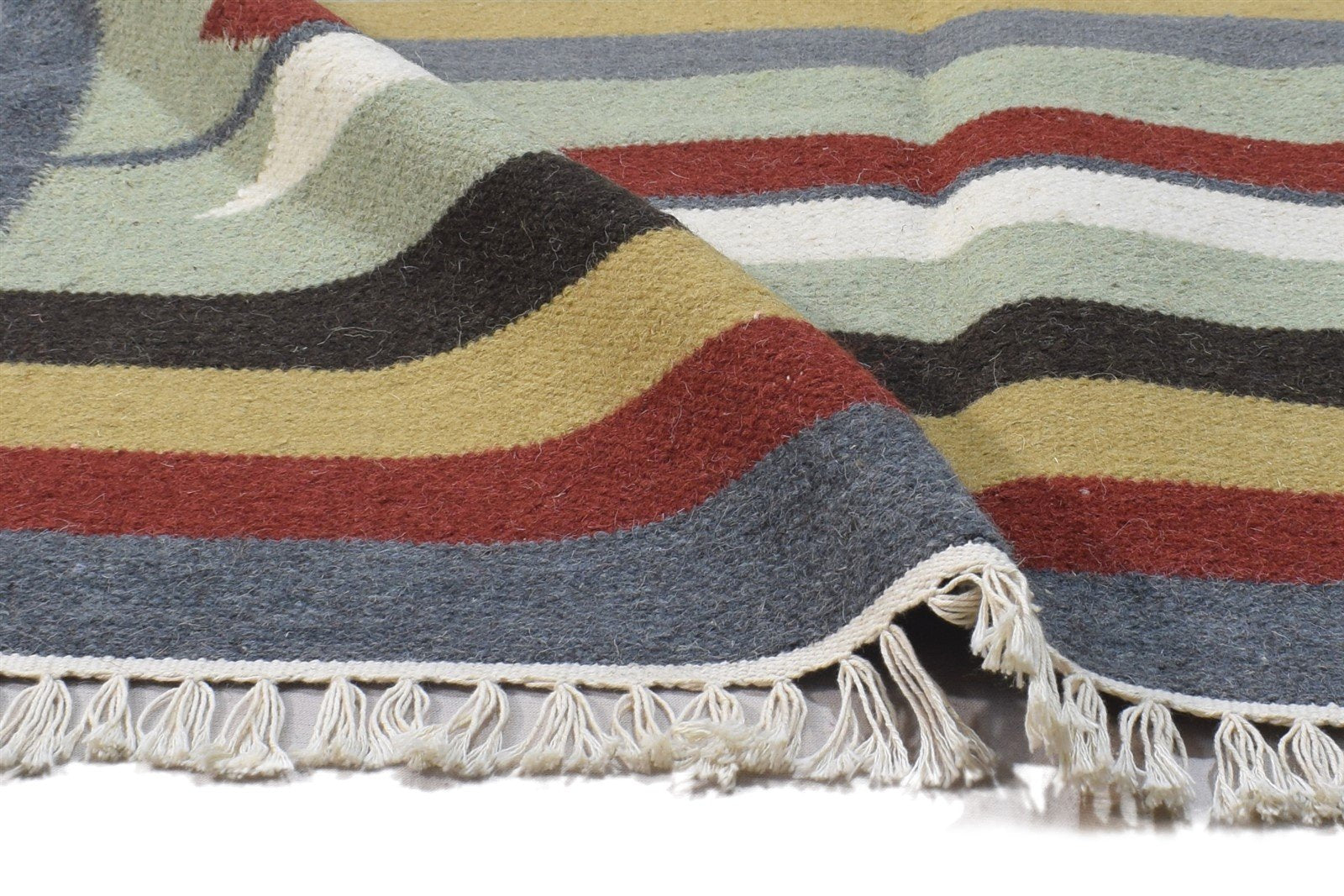 Dark Grey Wool Rug 3' X 6' Persian Dhurrie Southwestern Tribal Small Carpet 7864383963285