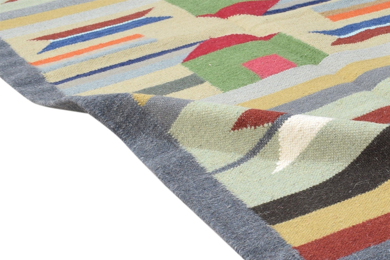 Dark Grey Wool Rug 3' X 6' Persian Dhurrie Southwestern Tribal Small Carpet 7864383963285