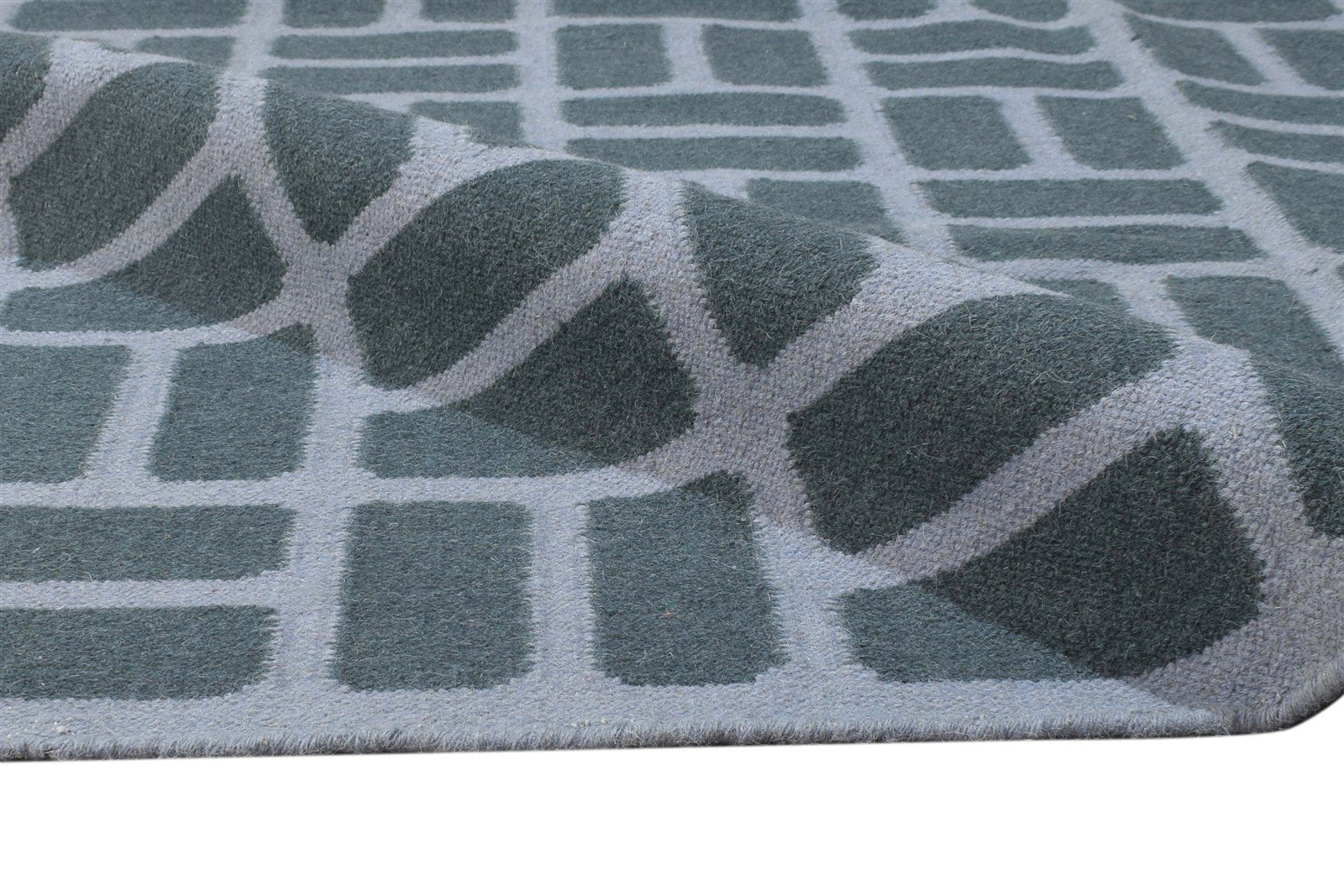 Dark Grey Wool Rug 5' X 8' Modern Dhurrie Moroccan Geometric Room Size Carpet 7864391663765