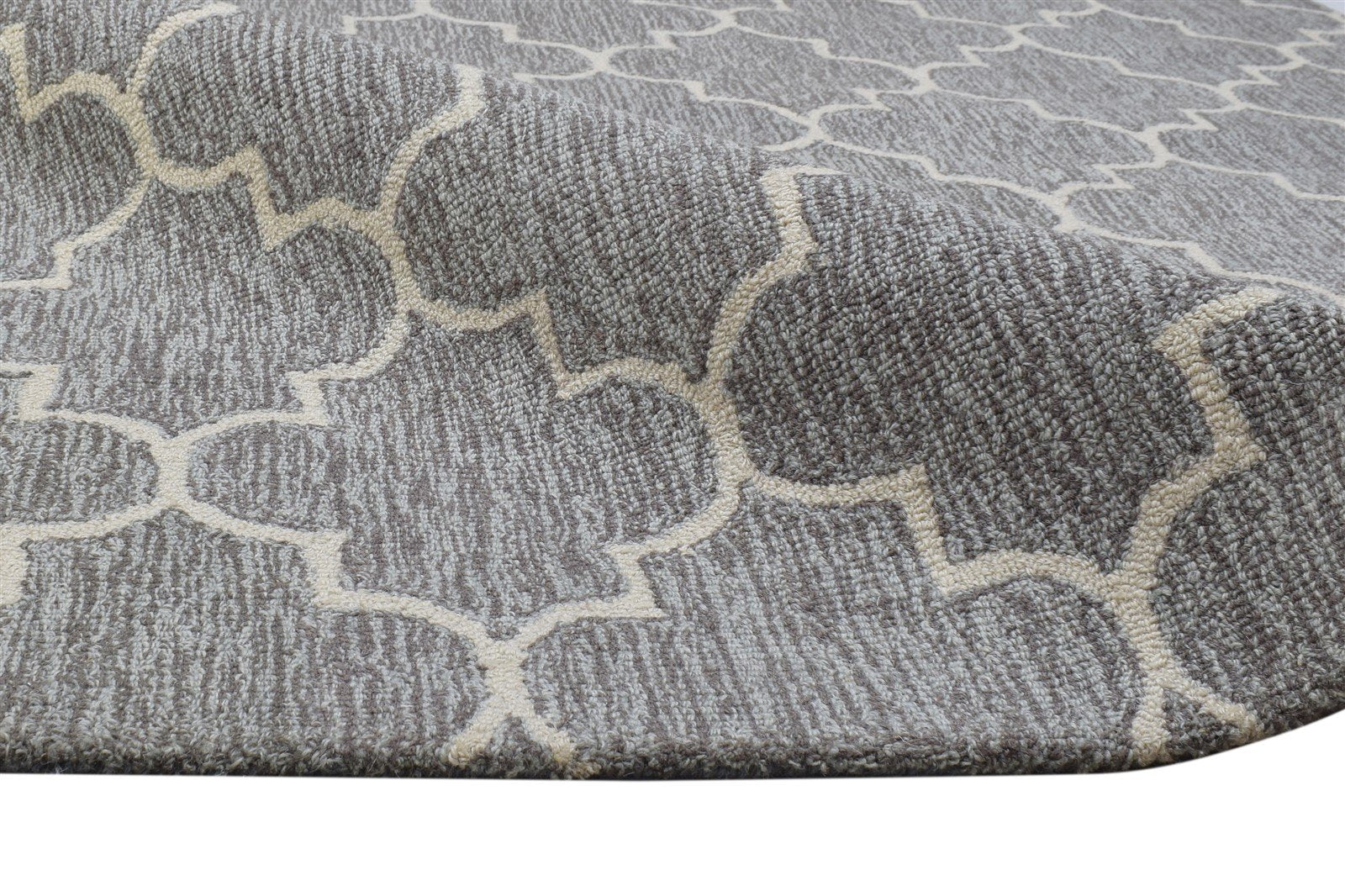 Dark Grey Wool Rug 5' X 8' Modern Hand Tufted Moroccan Trellis Room Size Carpet 7864260624533