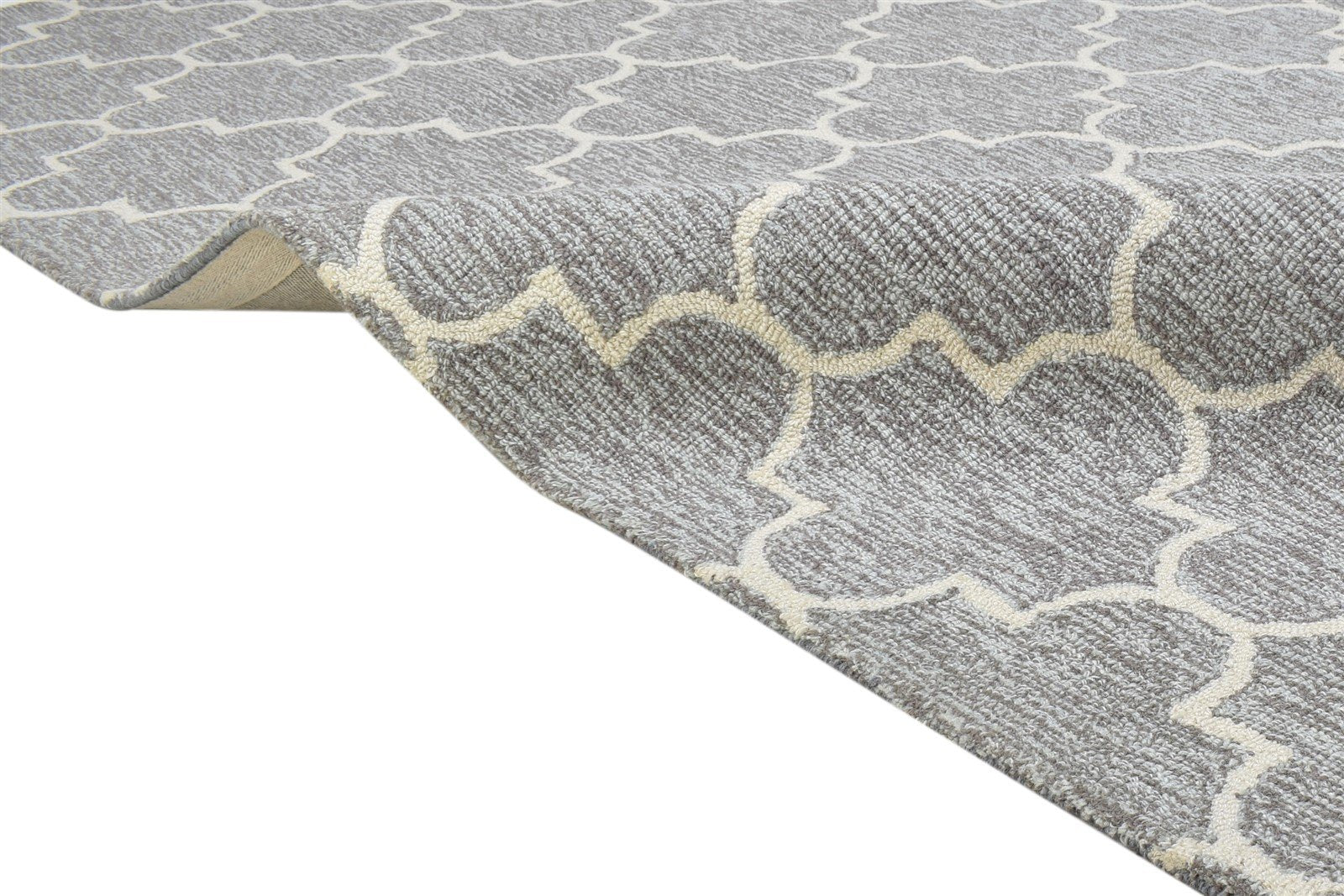 Dark Grey Wool Rug 5' X 8' Modern Hand Tufted Moroccan Trellis Room Size Carpet 7864260624533