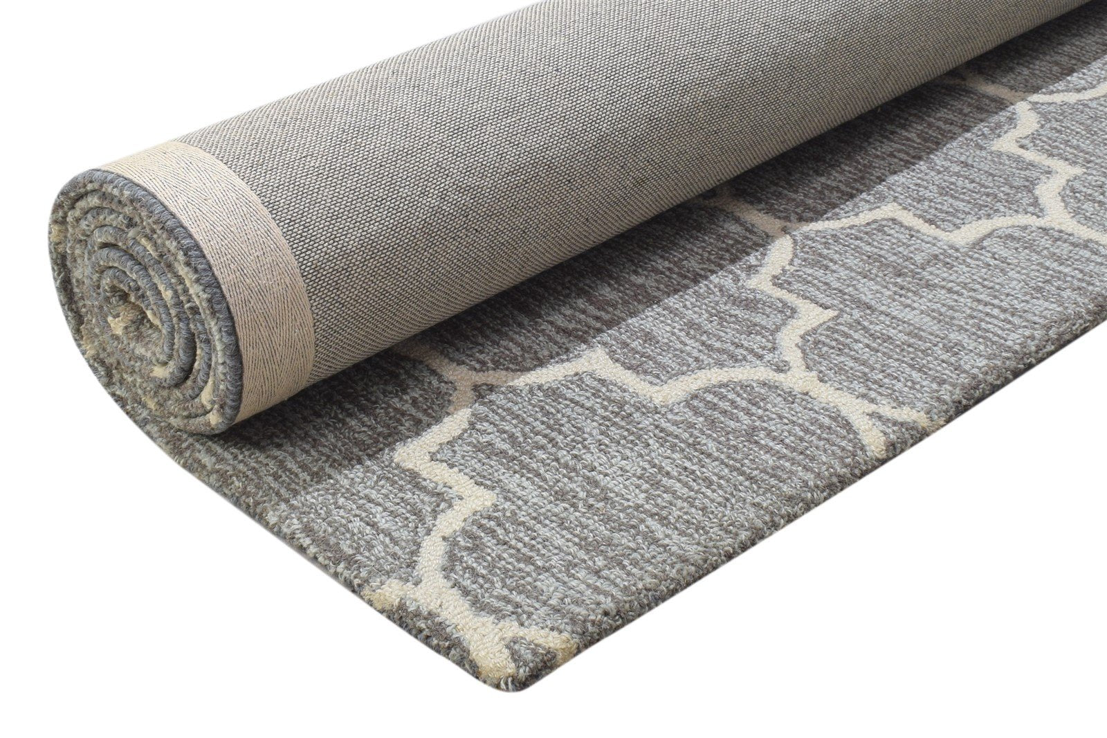 Dark Grey Wool Rug 5' X 8' Modern Hand Tufted Moroccan Trellis Room Size Carpet 7864260624533