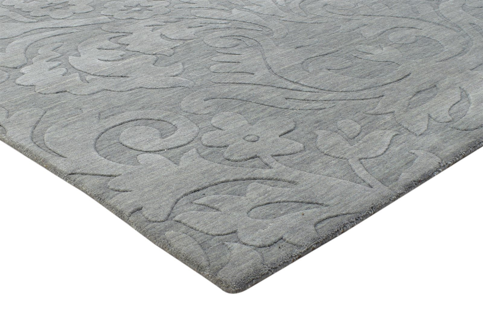 Dark Grey Wool Rug 5' X 8' Modern Handloom French Floral Room Size Carpet 7864428200085