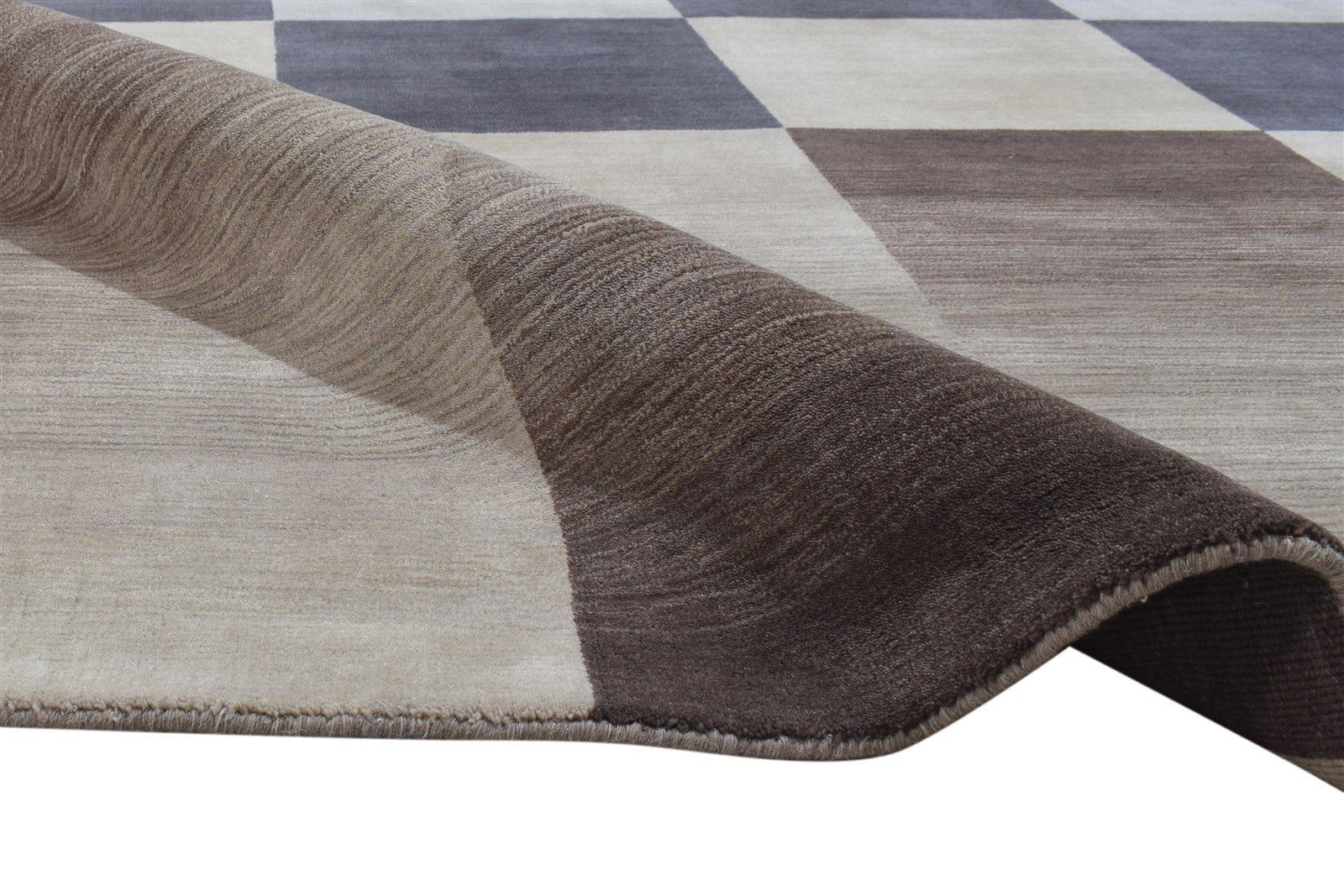 Dark Grey Wool Rug 5X8 Modern Handloom Scandinavian Geometric Room Size Carpet 7864165302421