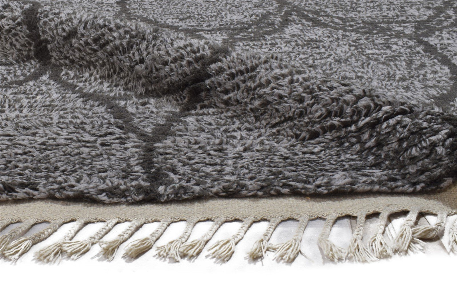 Dark Grey Wool Rug 6X9 Modern Hand Knotted Moroccan Abstract Room Size Carpet 7864513003669