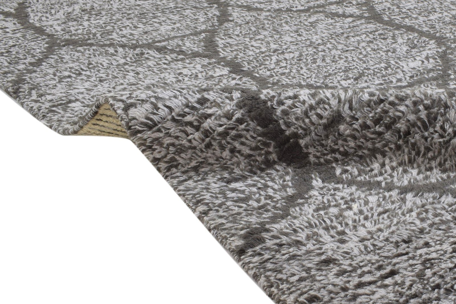 Dark Grey Wool Rug 6X9 Modern Hand Knotted Moroccan Abstract Room Size Carpet 7864513003669