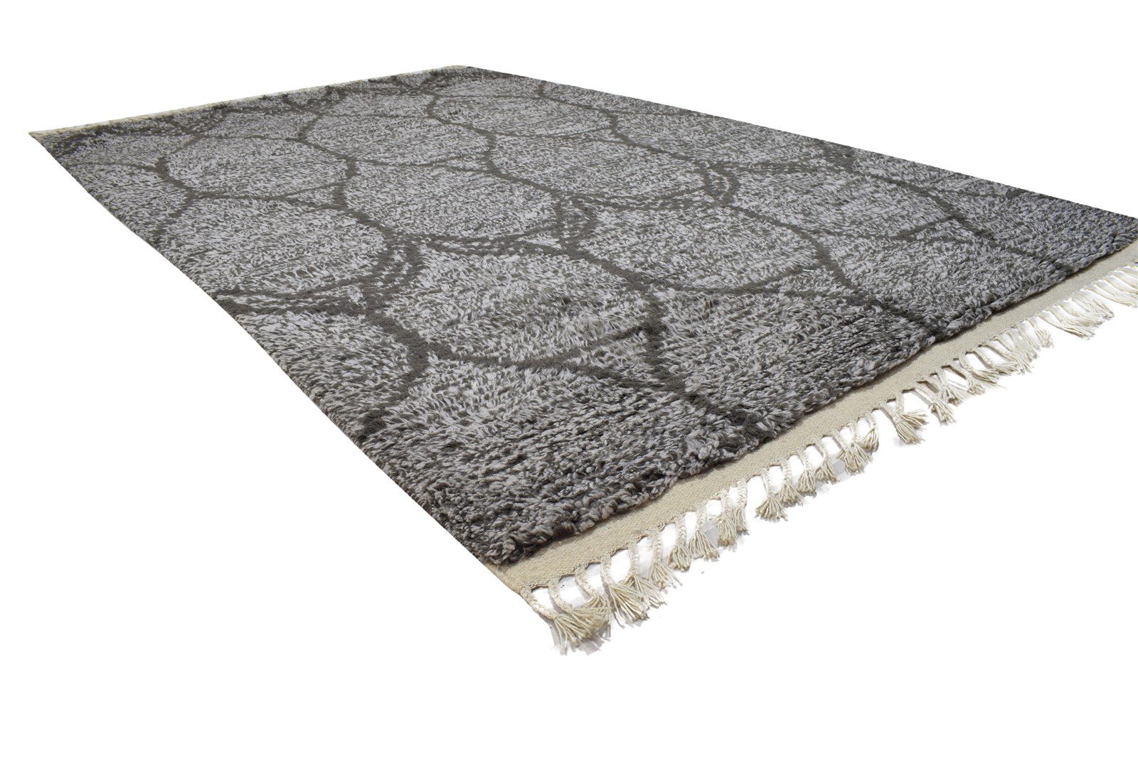 Dark Grey Wool Rug 6X9 Modern Hand Knotted Moroccan Abstract Room Size Carpet 7864513003669