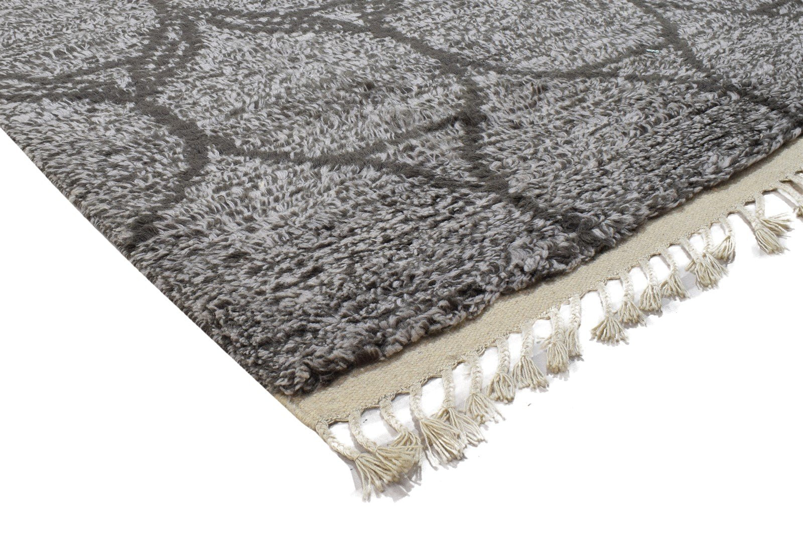 Dark Grey Wool Rug 6X9 Modern Hand Knotted Moroccan Abstract Room Size Carpet 7864513003669