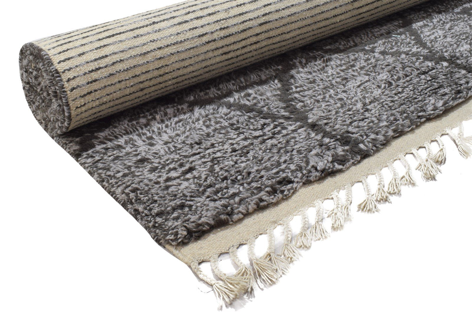 Dark Grey Wool Rug 6X9 Modern Hand Knotted Moroccan Abstract Room Size Carpet 7864513003669