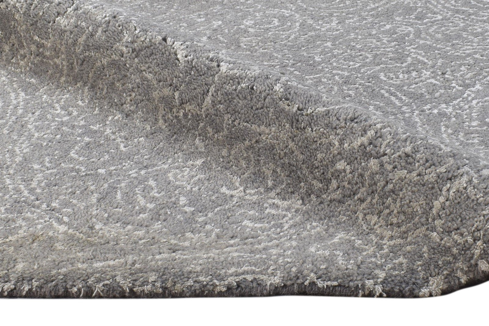 Dark Grey Wool Rug 7' X 10' Modern Hand Tufted Scandinavian Floral Large Carpet 7864813846677