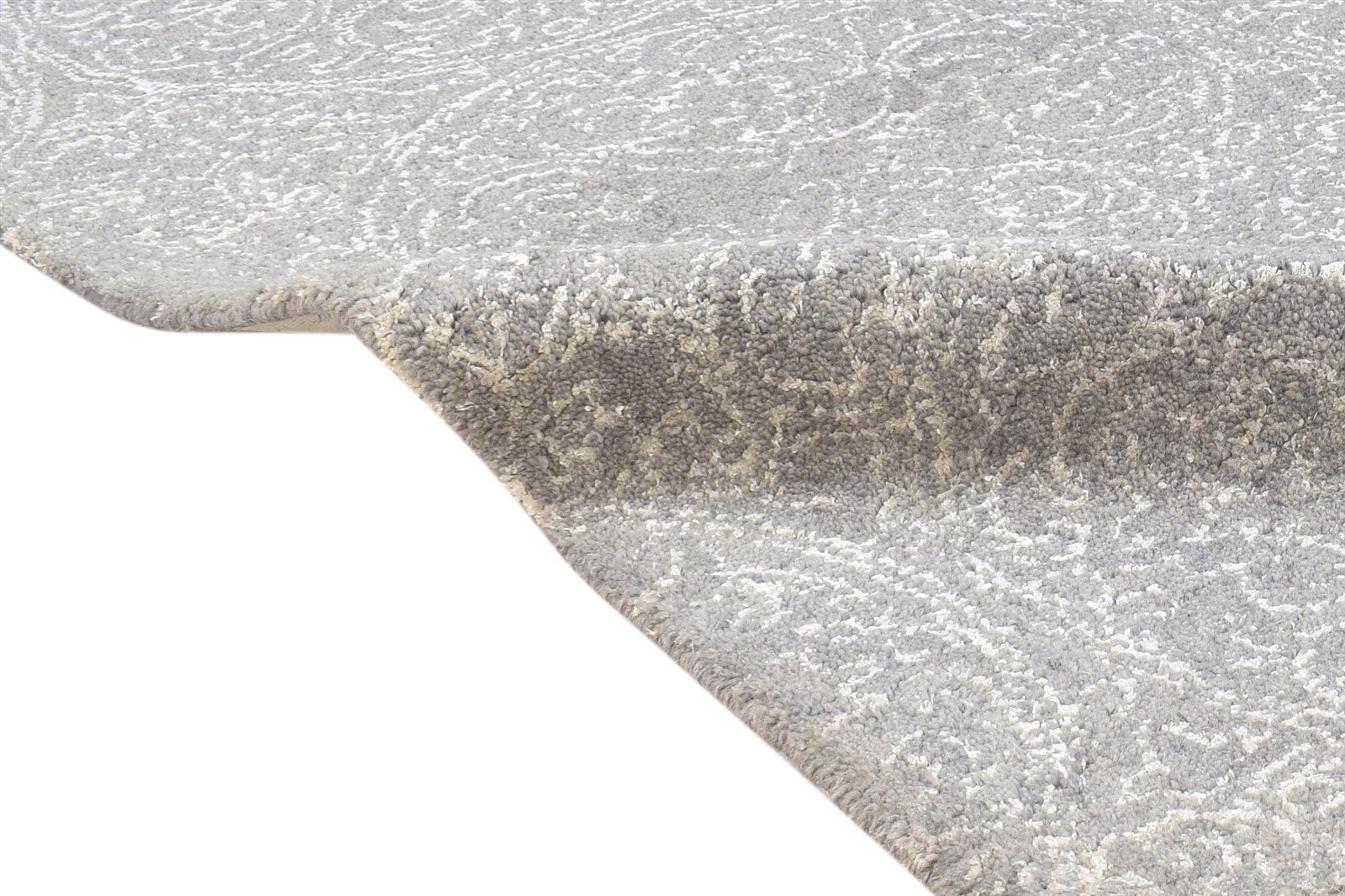 Dark Grey Wool Rug 7' X 10' Modern Hand Tufted Scandinavian Floral Large Carpet 7864813846677