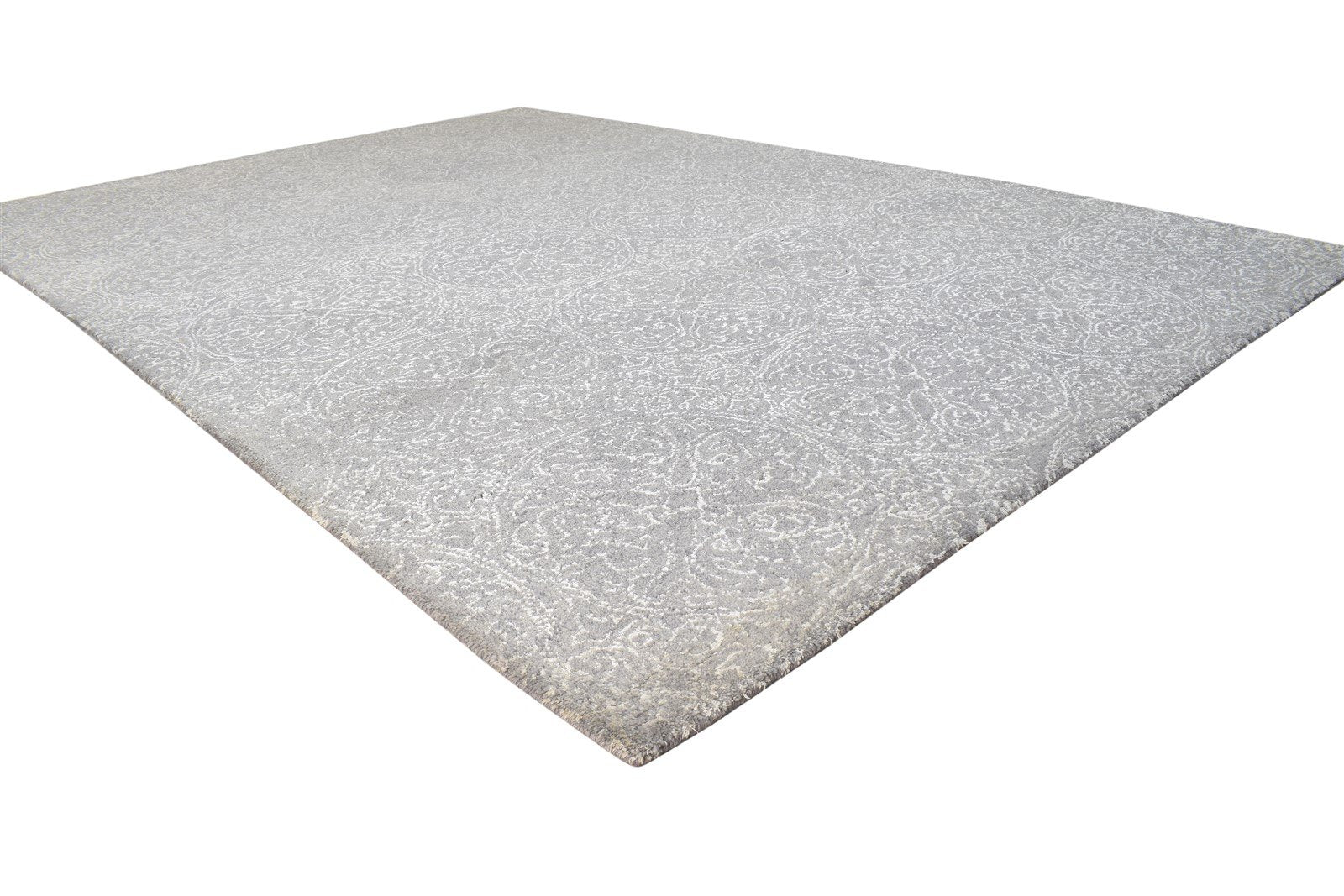 Dark Grey Wool Rug 7' X 10' Modern Hand Tufted Scandinavian Floral Large Carpet 7864813846677