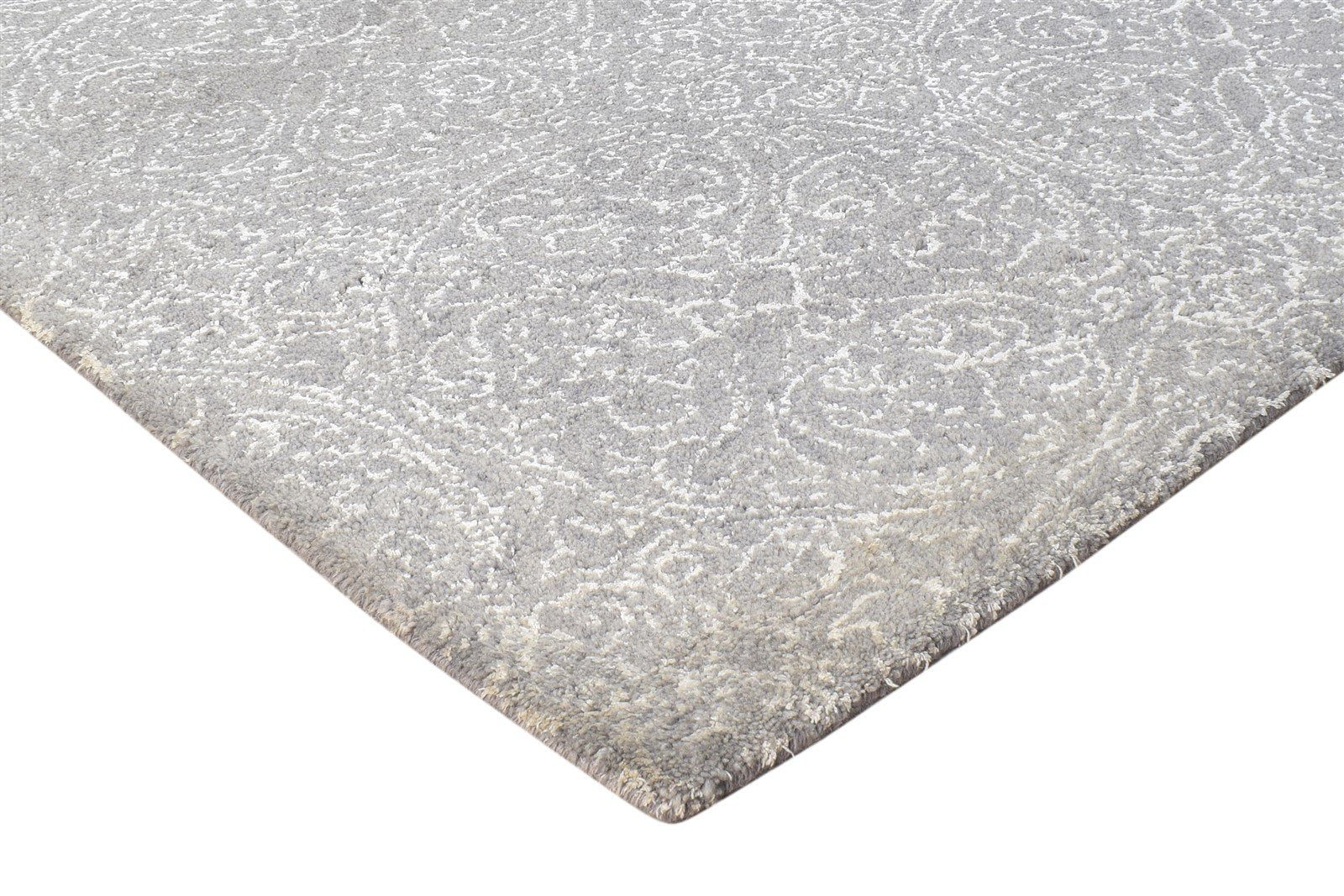 Dark Grey Wool Rug 7' X 10' Modern Hand Tufted Scandinavian Floral Large Carpet 7864813846677