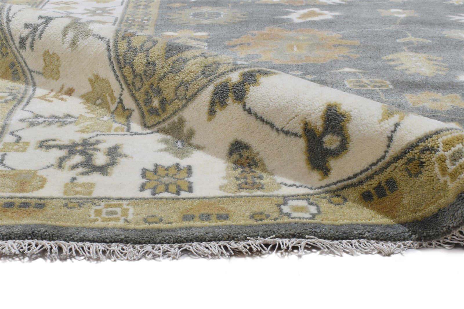 Dark Grey Wool Rug 8' X 10' Persien Hand Knotted Oushak Oriental Large Carpet 7864327635093