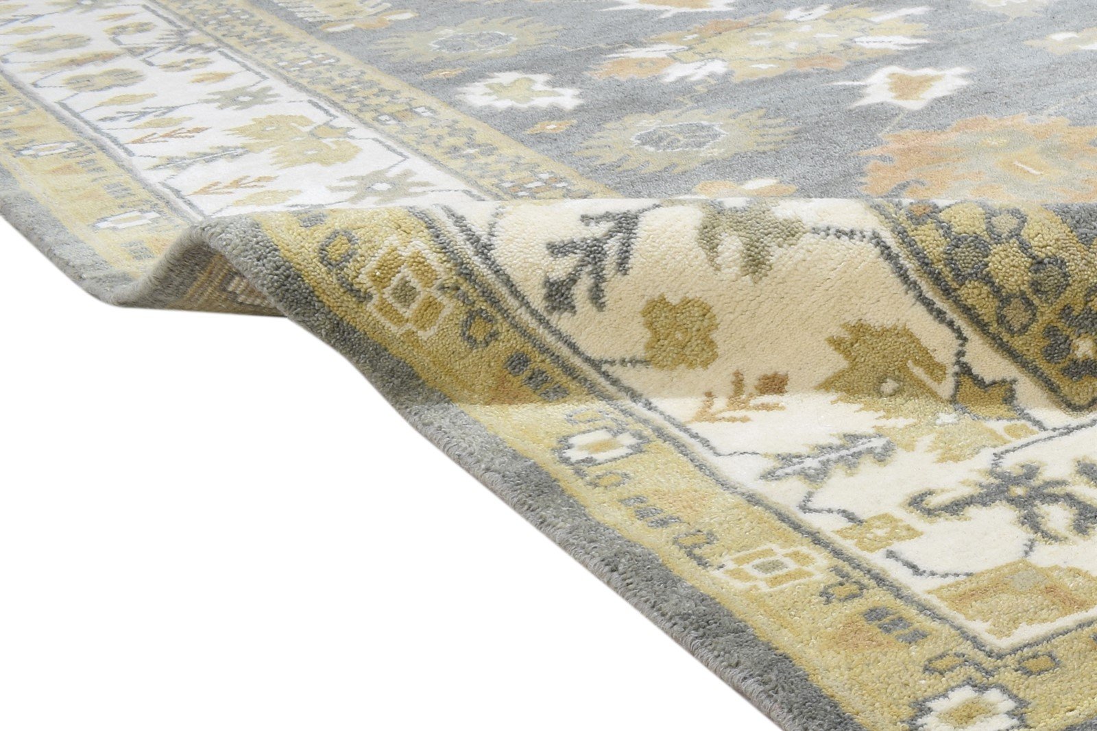 Dark Grey Wool Rug 8' X 10' Persien Hand Knotted Oushak Oriental Large Carpet 7864327635093