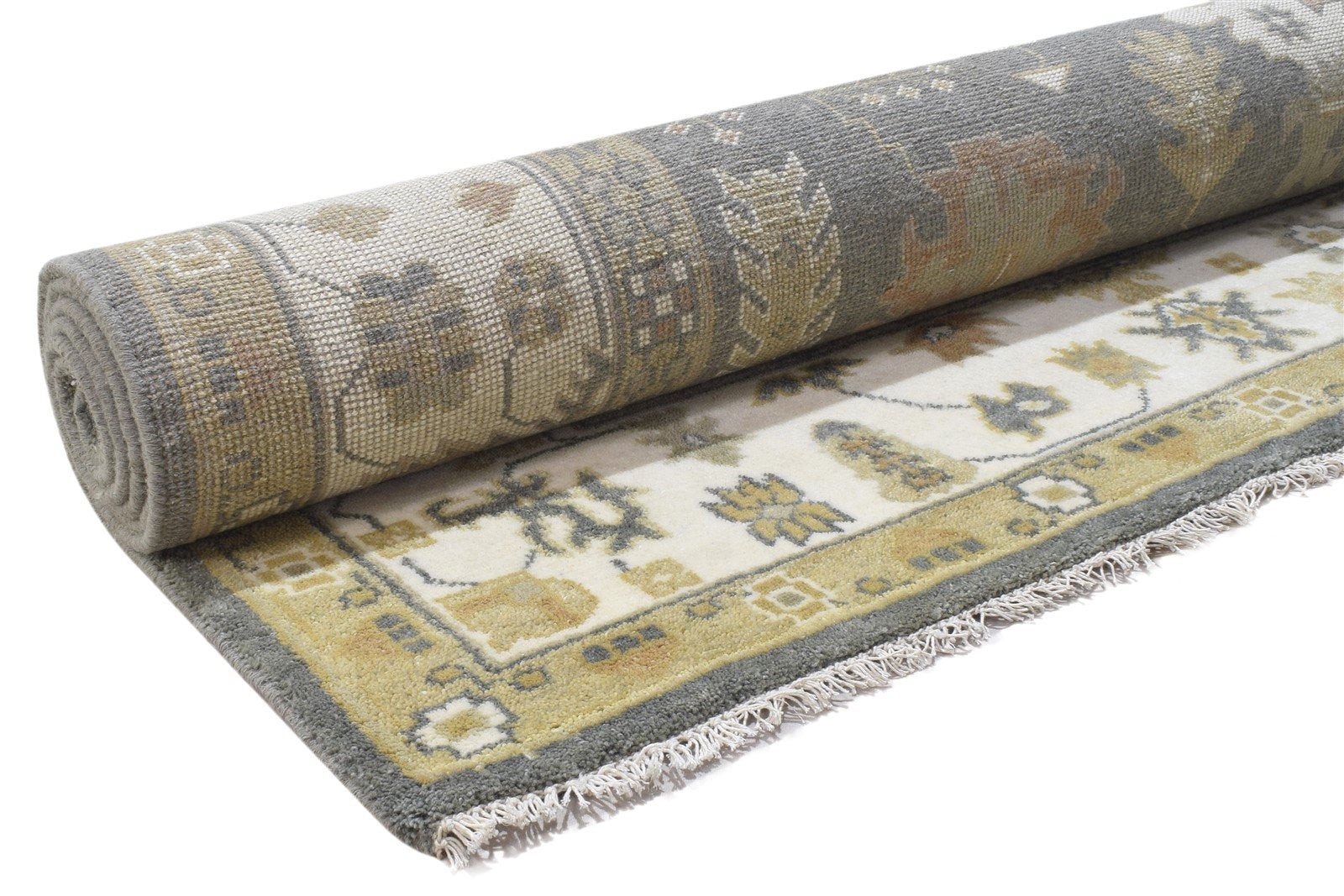Dark Grey Wool Rug 8' X 10' Persien Hand Knotted Oushak Oriental Large Carpet 7864327635093