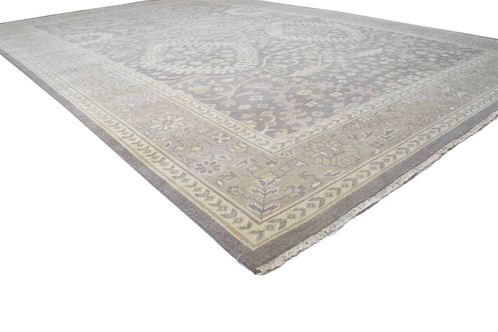 Dark Grey Wool Rug 9X13 Persian Hand Knotted Oushak Oriental Extra Large Carpet 7864104943765