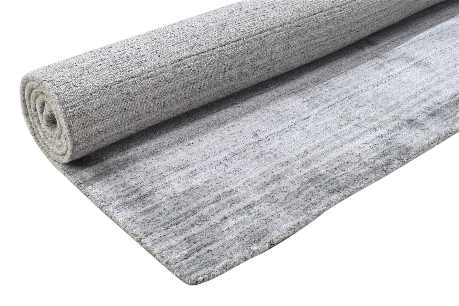 Dark Grey Wool / Silk Rug 5' X 6' Modern Handloom Indian Solid Room Size Carpet 7864513101973