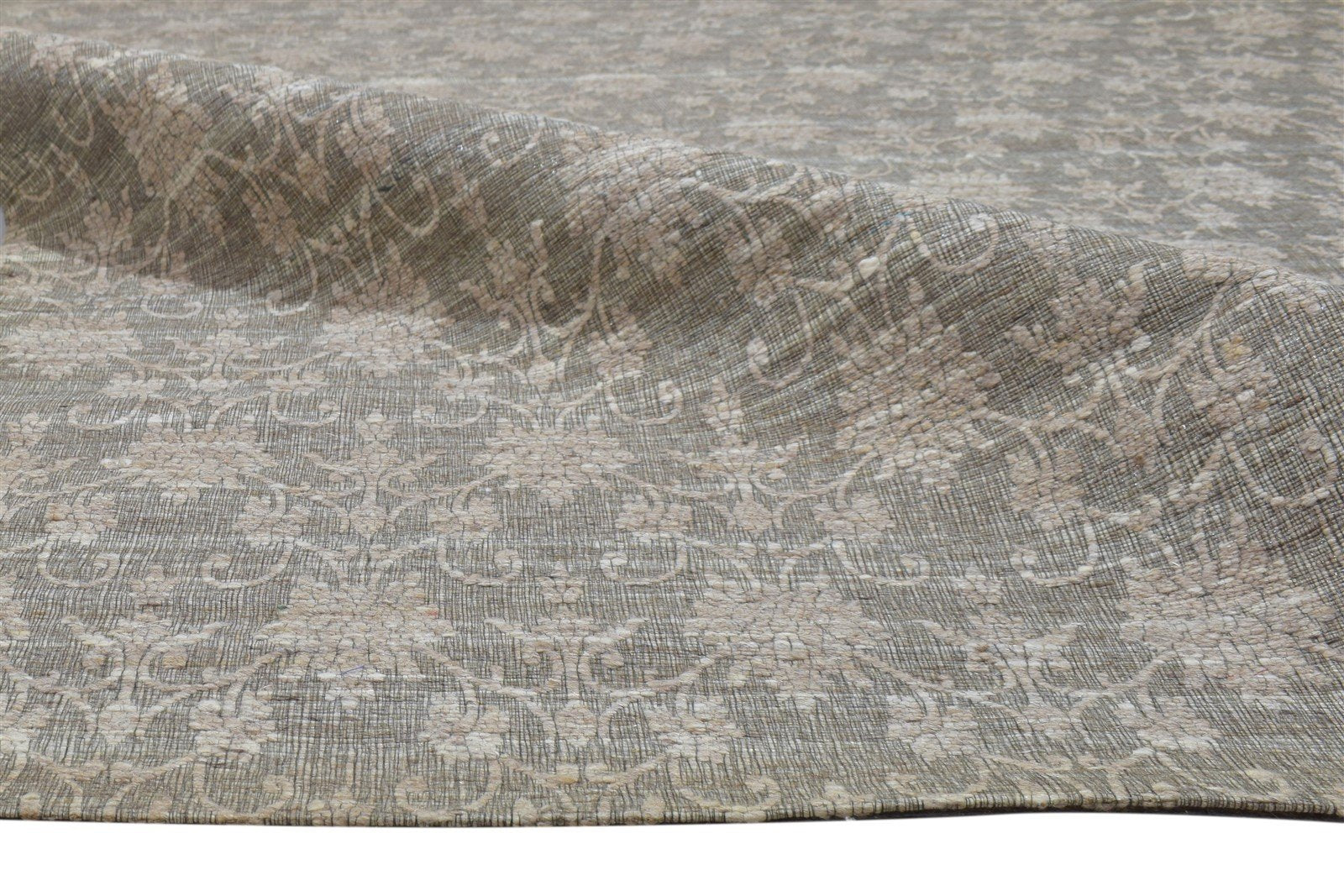 Dark Grey Wool / Silk Rug 5X7 Modern Jacquard Loom French Floral Room Size 7864177623189