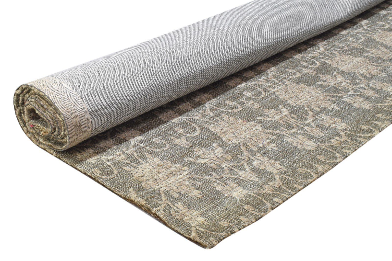 Dark Grey Wool / Silk Rug 5X7 Modern Jacquard Loom French Floral Room Size 7864177623189