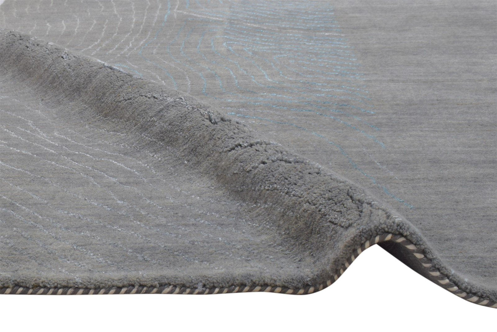 Dark Grey Wool / Silk Rug 6X8 Modern Hand Woven Scandinavian Solid Room Size 7864180244629