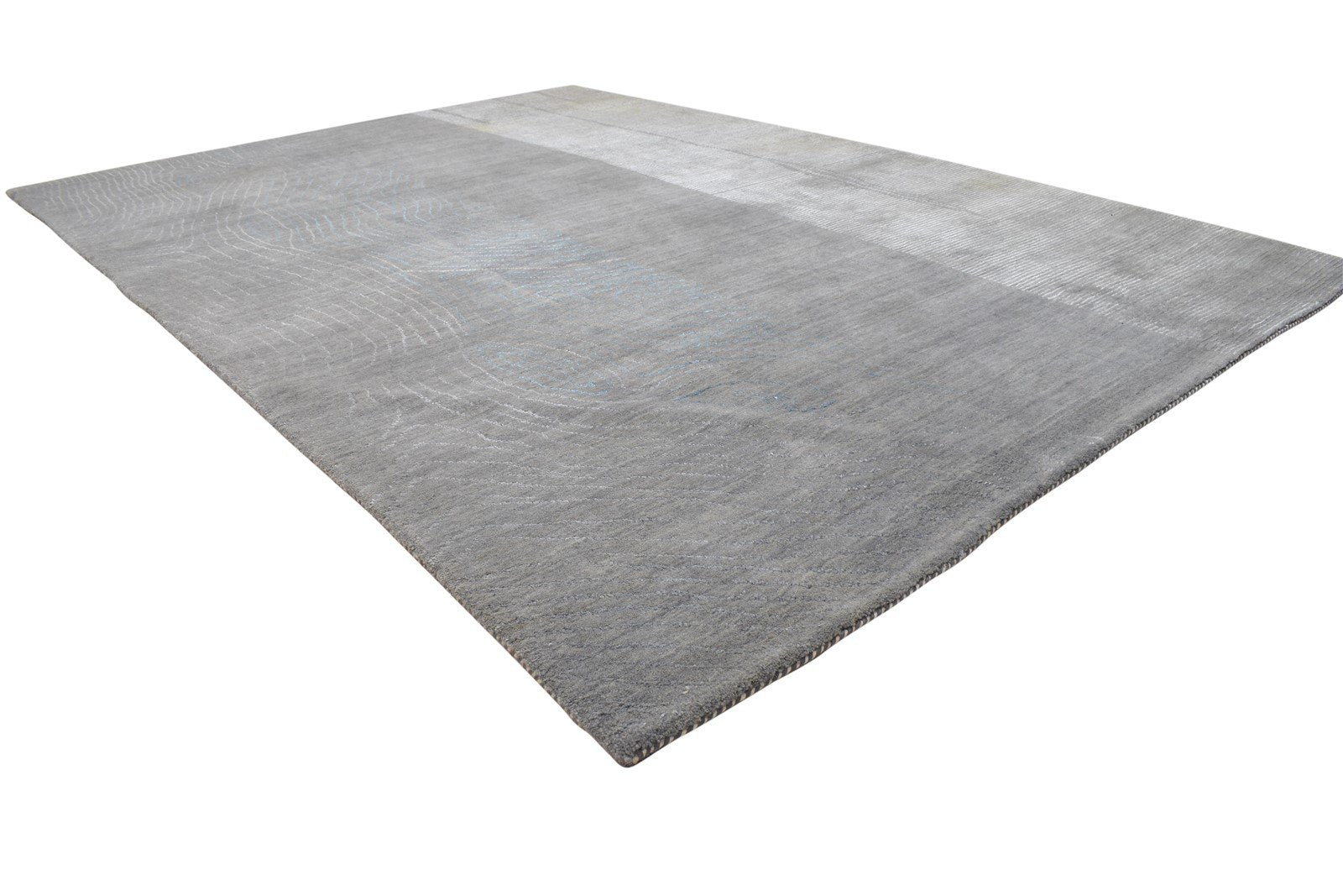 Dark Grey Wool / Silk Rug 6X8 Modern Hand Woven Scandinavian Solid Room Size 7864180244629