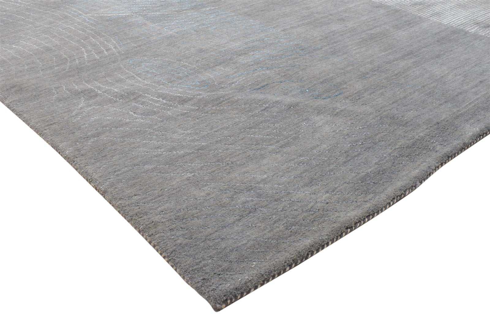 Dark Grey Wool / Silk Rug 6X8 Modern Hand Woven Scandinavian Solid Room Size 7864180244629