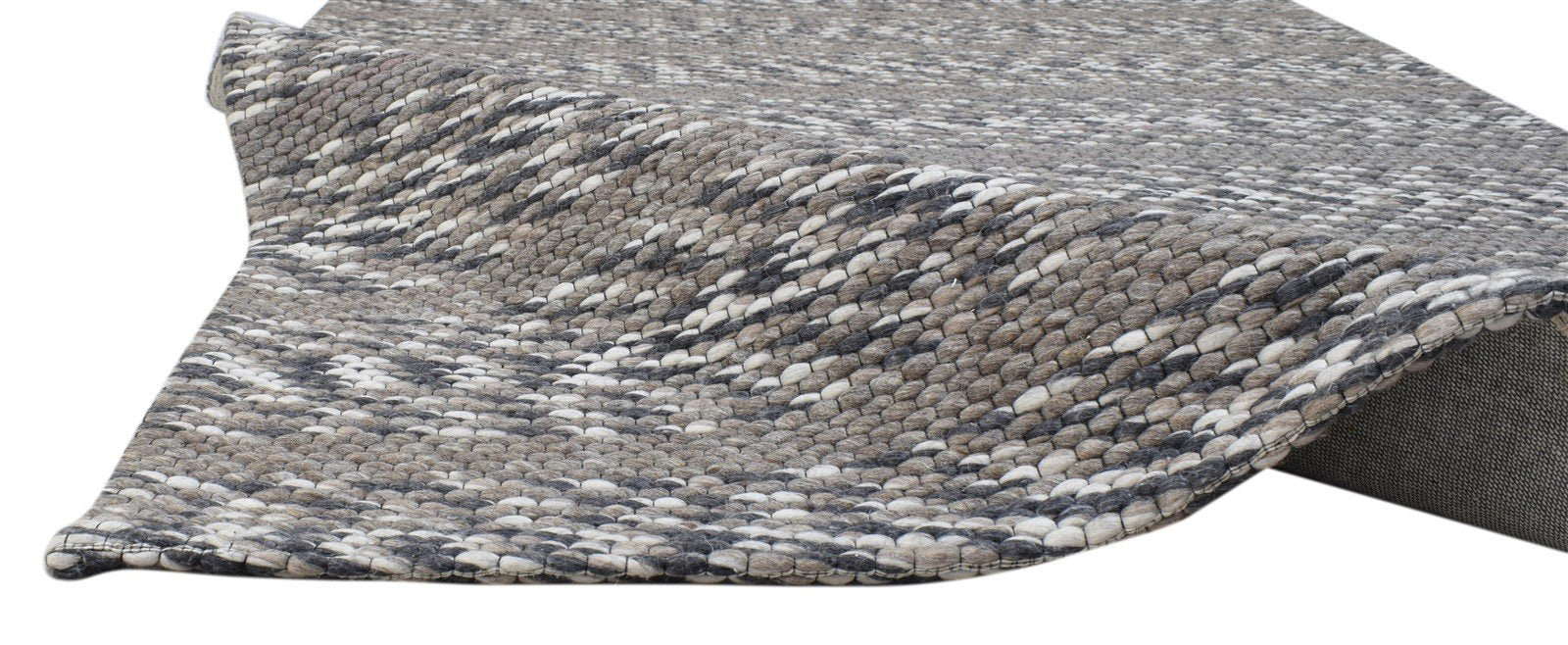 Davina Charcoal Wool Rug 5X8 Modern Hand Woven Scandinavian Striped 7860678951061