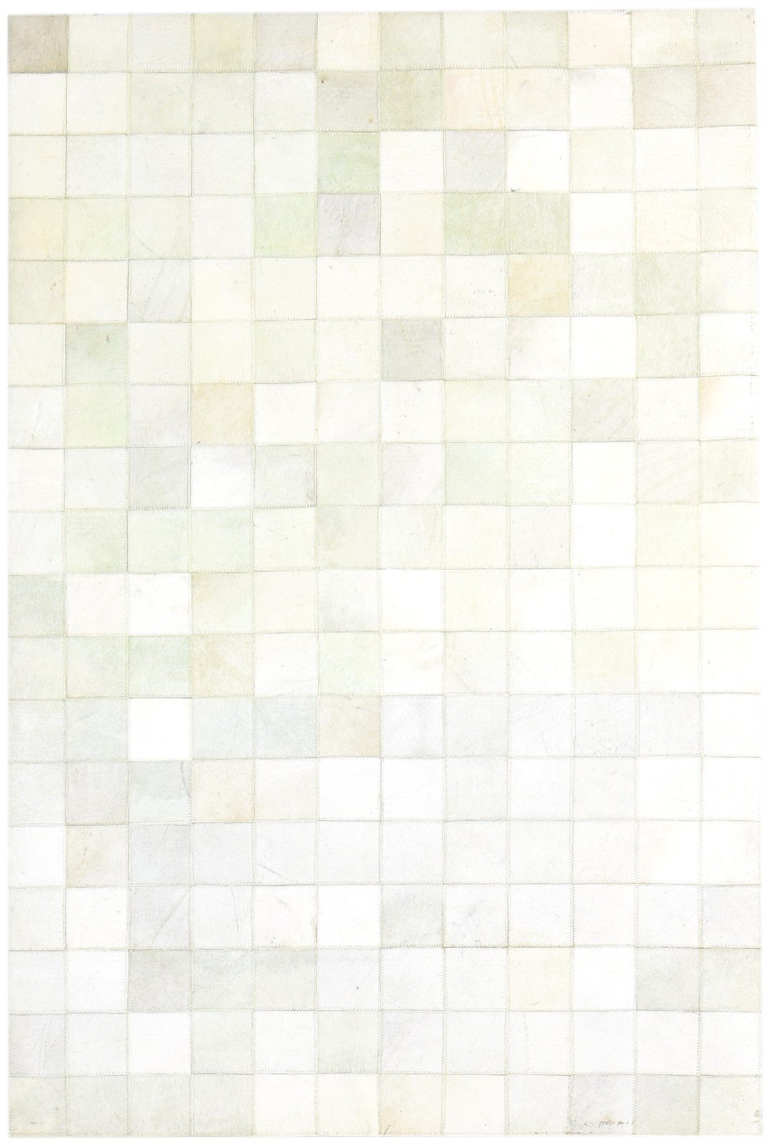 Dela Handmade Leather Cream Rug | Patchwork Chekered Blocks Area Rug 7864580374677