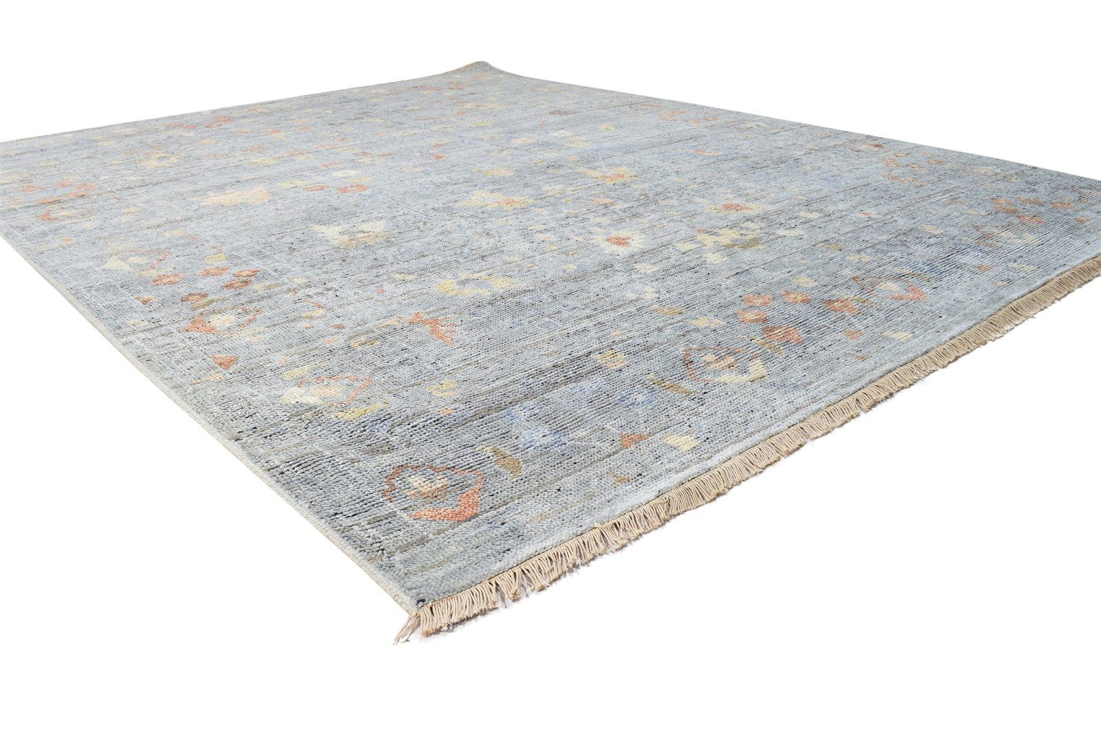 Dennis Wool Gray Hand-Knotted Oushak Persian Rug 8881898455189