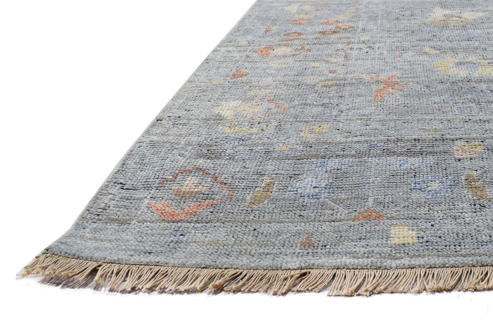 Dennis Wool Gray Hand-Knotted Oushak Persian Rug 8881898455189