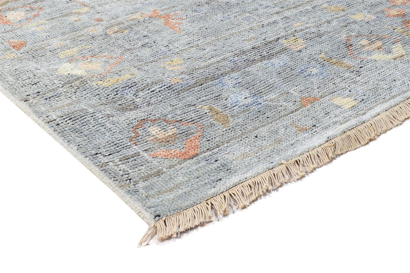 Dennis Wool Gray Hand-Knotted Oushak Persian Rug 8881898455189