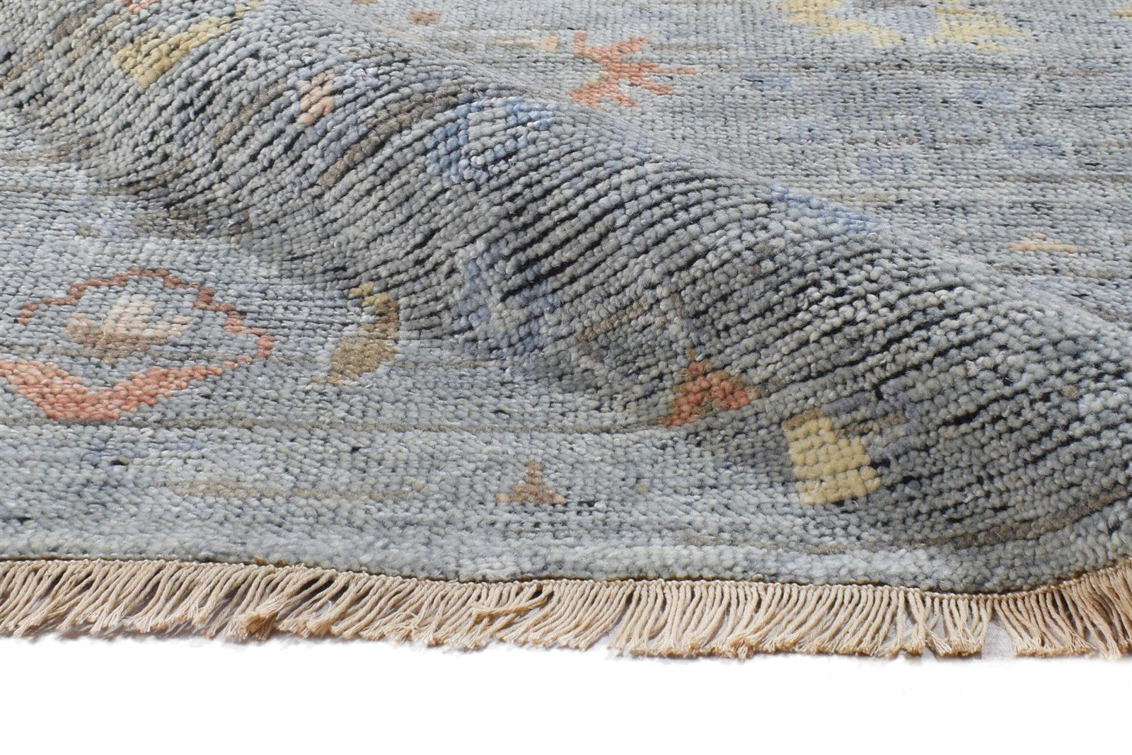 Dennis Wool Gray Hand-Knotted Oushak Persian Rug 8881898455189