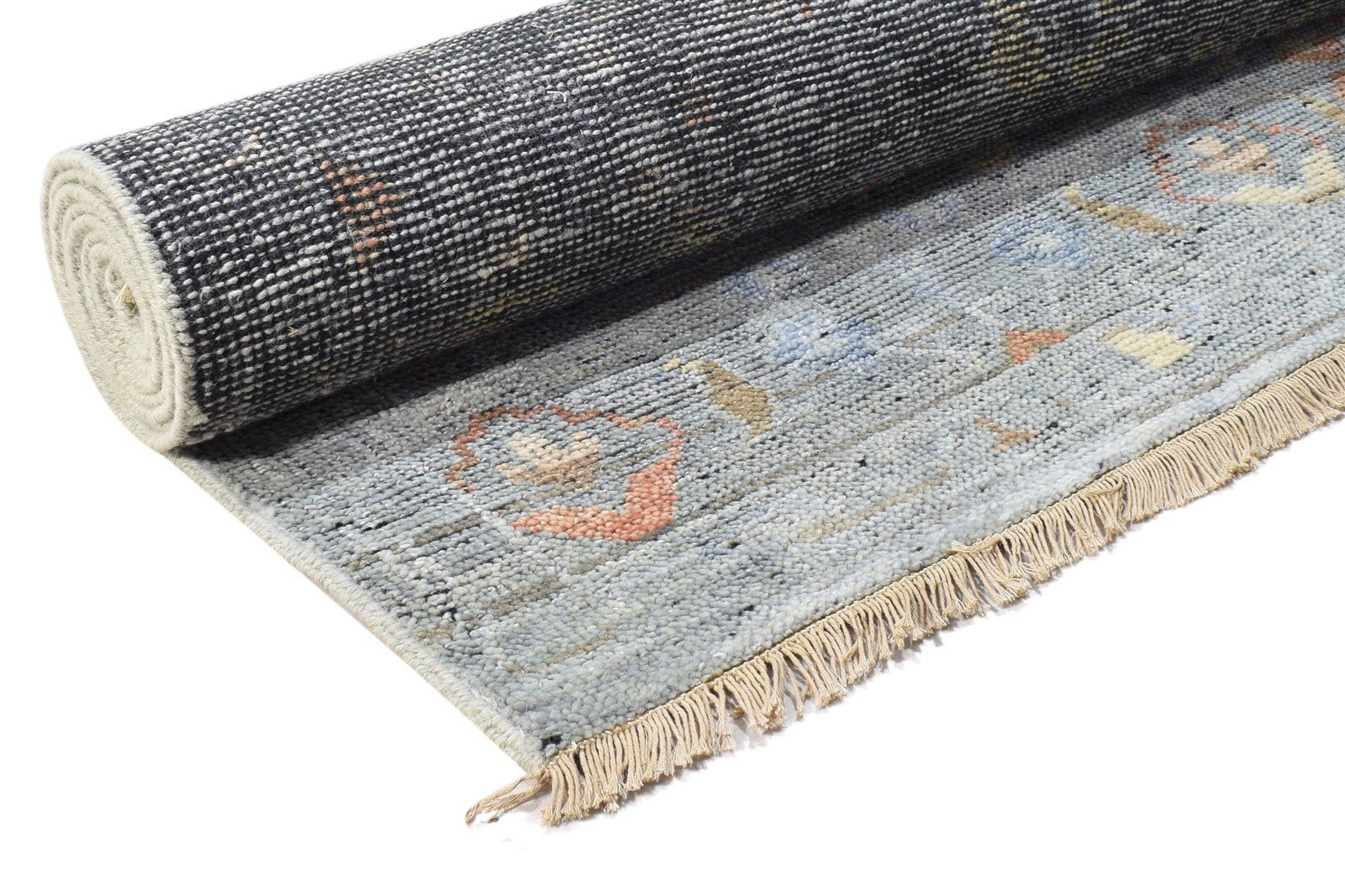Dennis Wool Gray Hand-Knotted Oushak Persian Rug 8881898455189