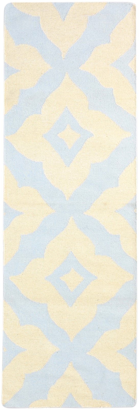 Dhurrie Beige Wool Rug 2'6 X 8' Modern Moroccan Diamond Small Runner 7864670421141