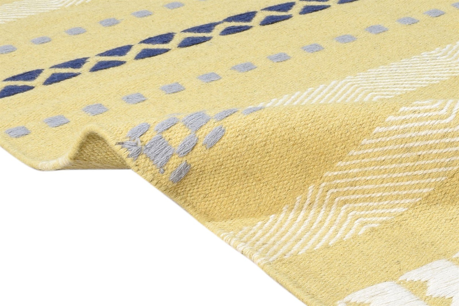 Dhurrie Beige Wool Rug 4' X 6' Modern Scandinavian Striped Room Size Carpet 7864992727189