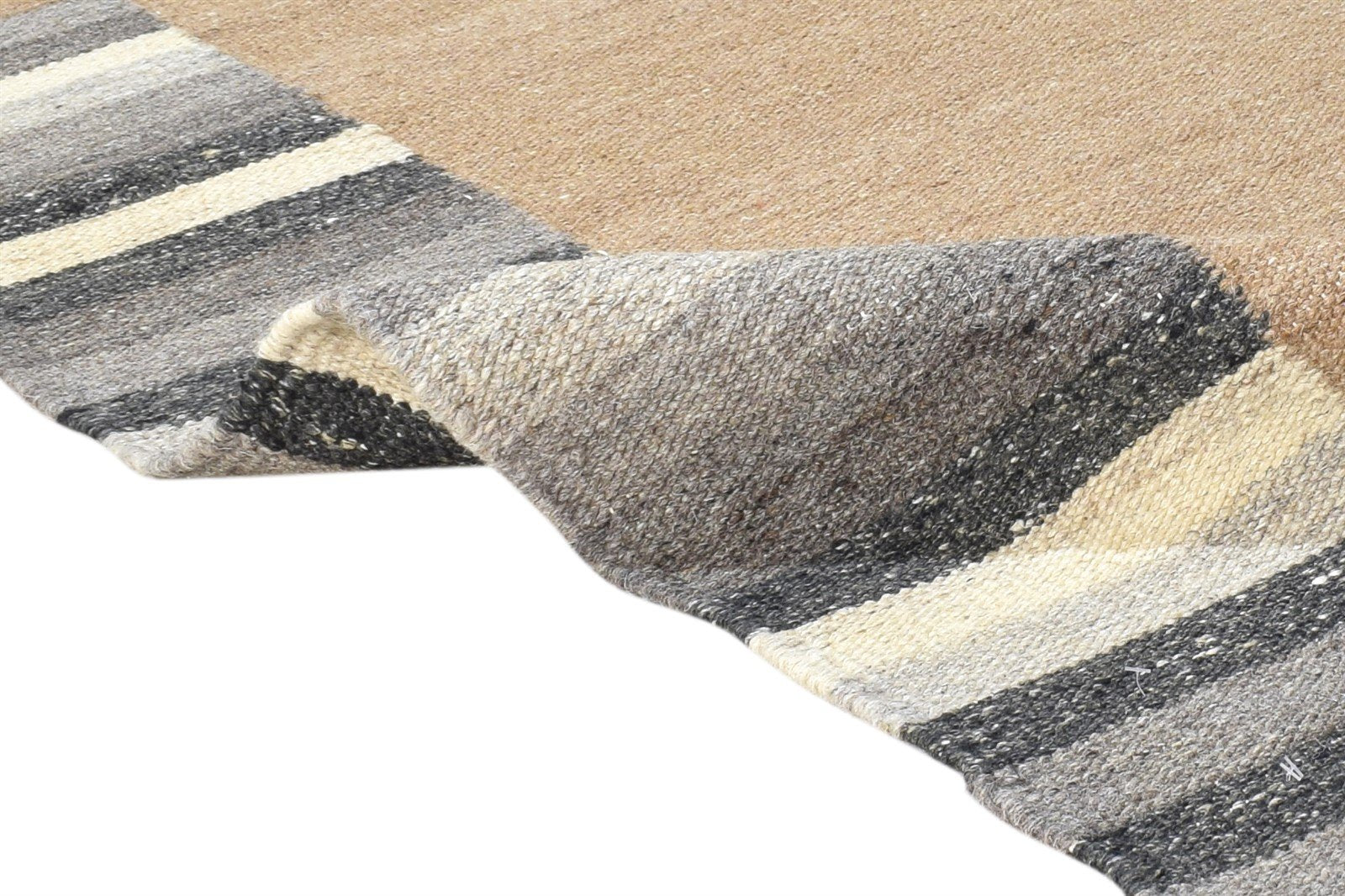 Dhurrie Beige Wool Rug 4' X 6' Southwestern American Tribal Room Size Carpet 7865004851349