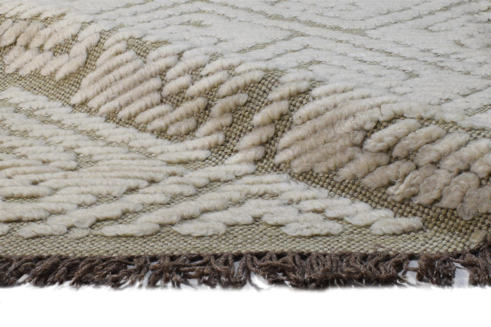 Dhurrie Beige Wool Rug 5' X 8' Modern Moroccan Geometric Room Size Carpet 7865193463957