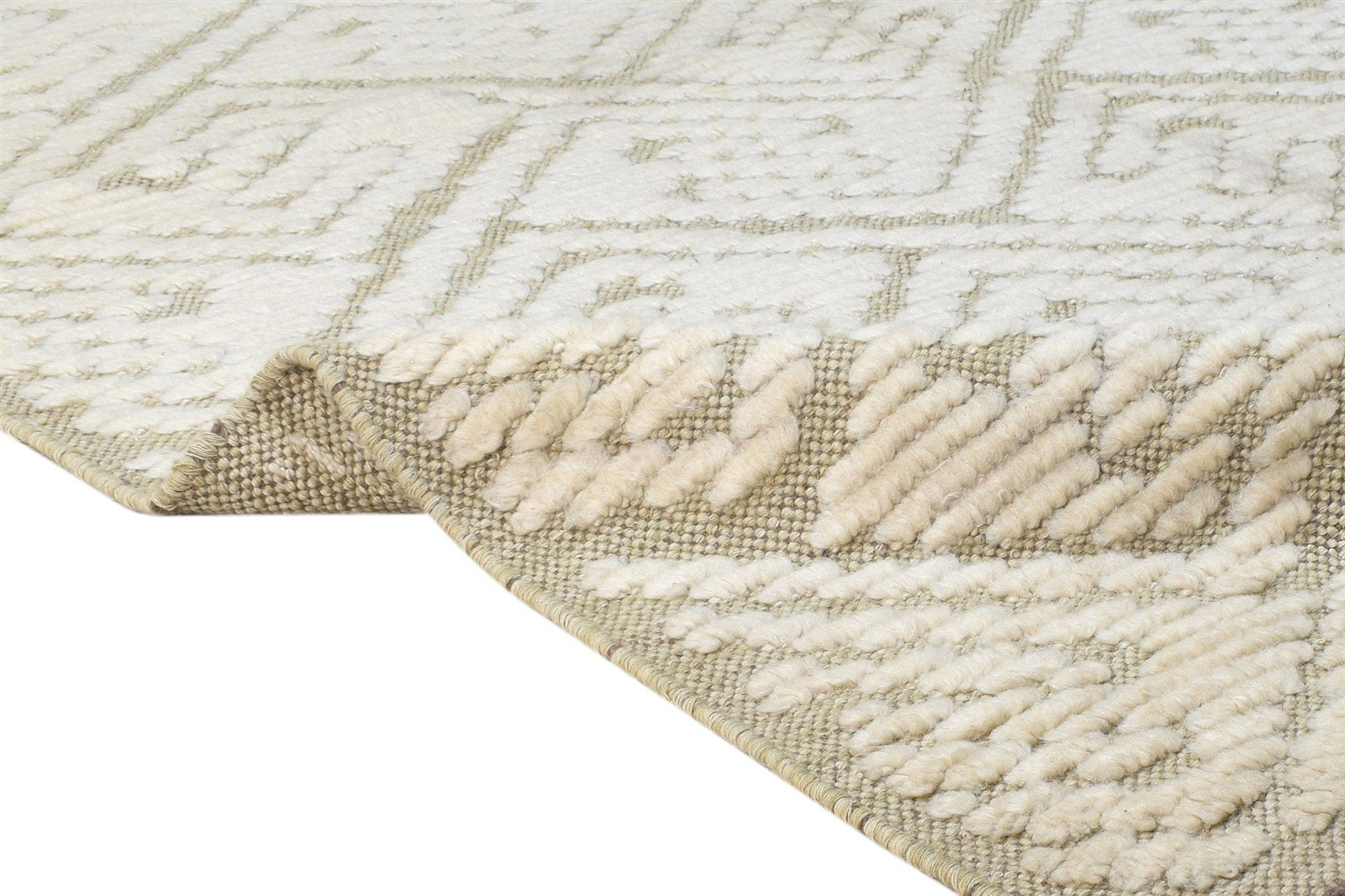 Dhurrie Beige Wool Rug 5' X 8' Modern Moroccan Geometric Room Size Carpet 7865193463957