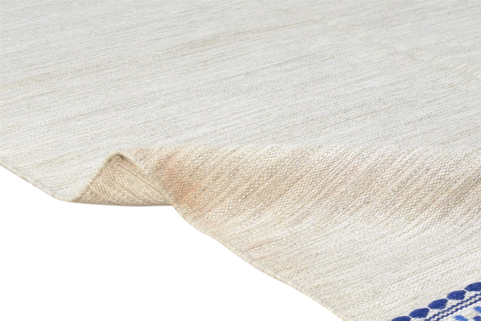Dhurrie Beige Wool Rug 5' X 8' Modern Scandinavian Solid Room Size Carpet 7865192415381