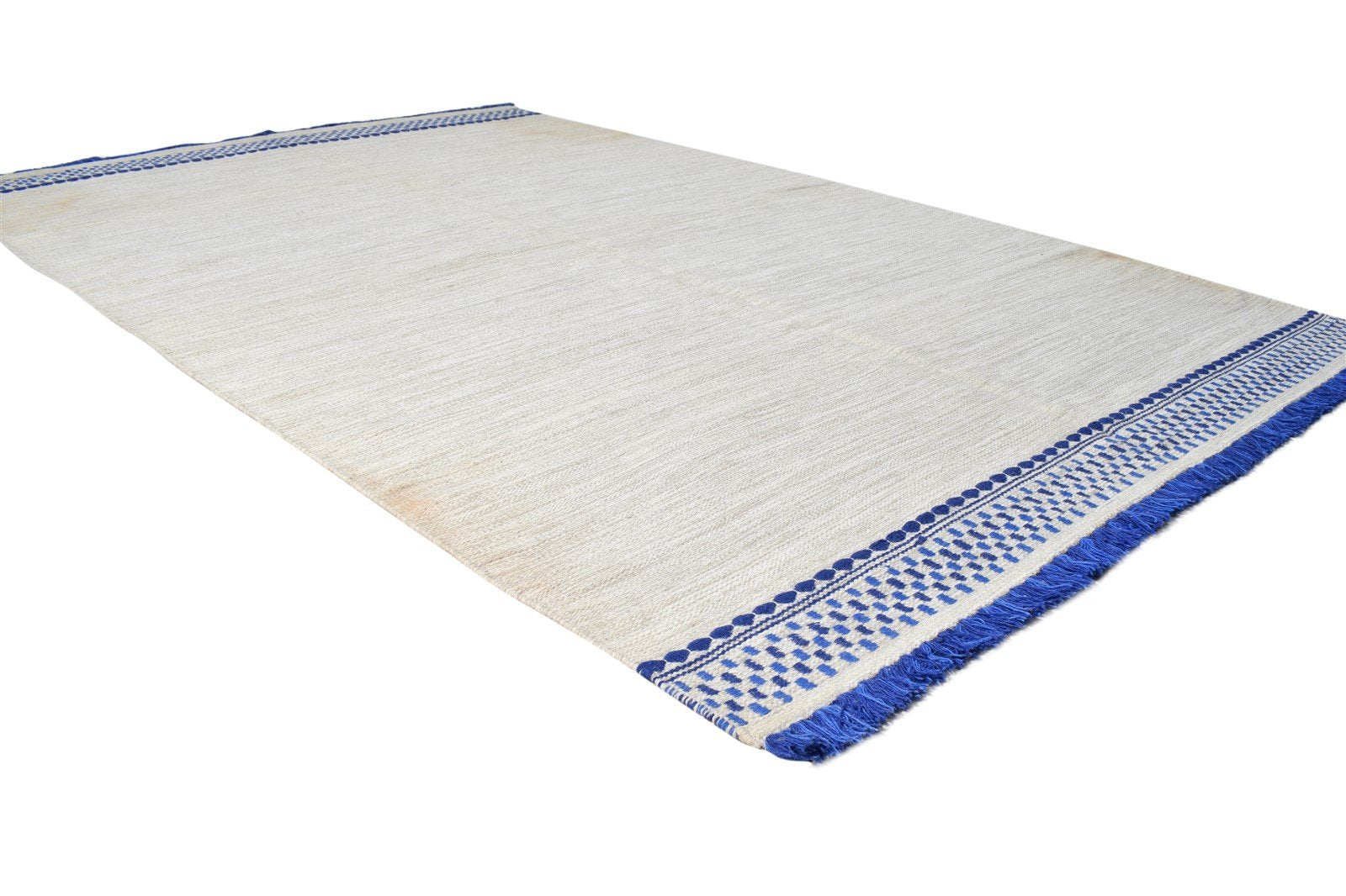 Dhurrie Beige Wool Rug 5' X 8' Modern Scandinavian Solid Room Size Carpet 7865192415381