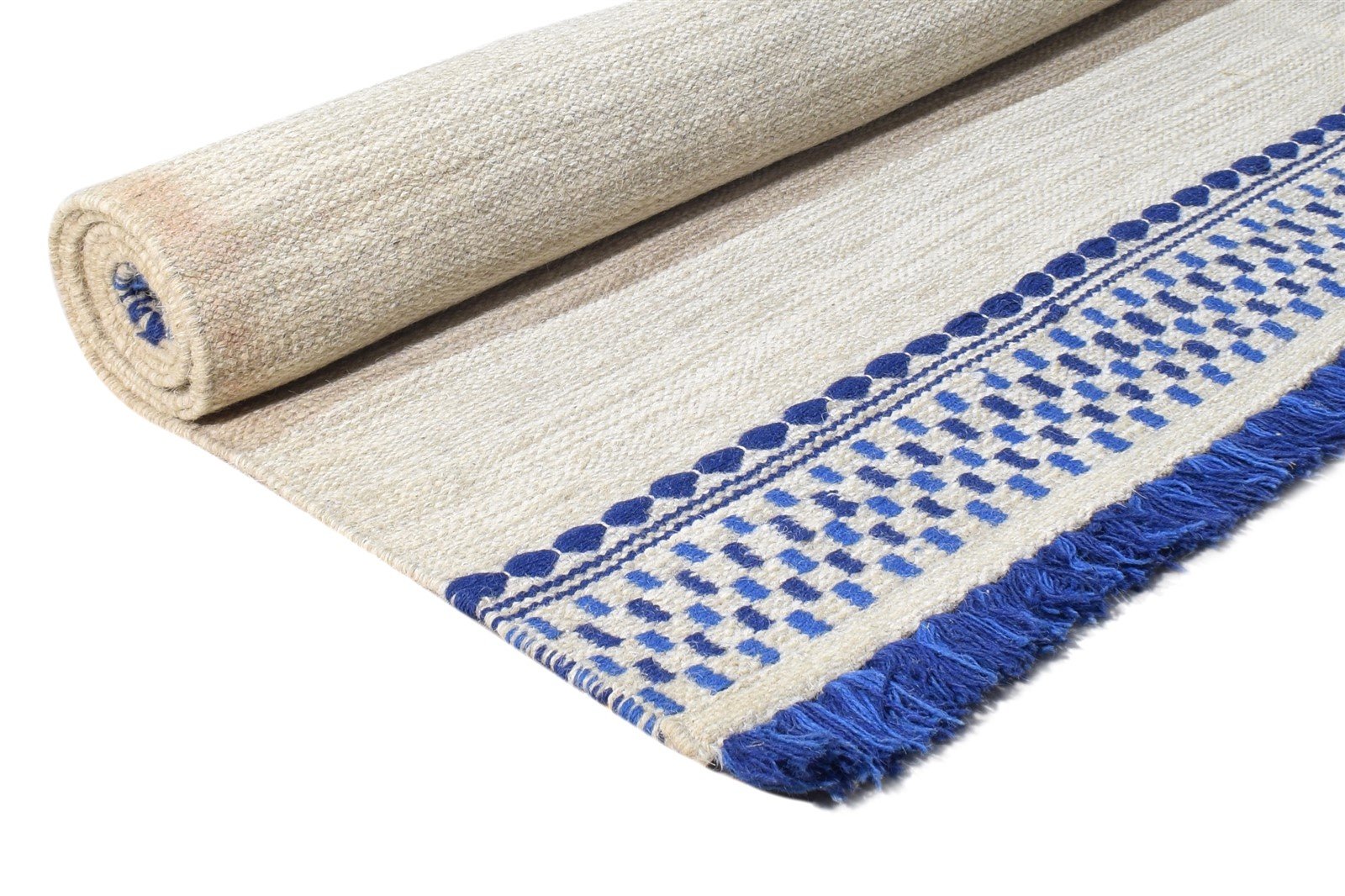 Dhurrie Beige Wool Rug 5' X 8' Modern Scandinavian Solid Room Size Carpet 7865192415381
