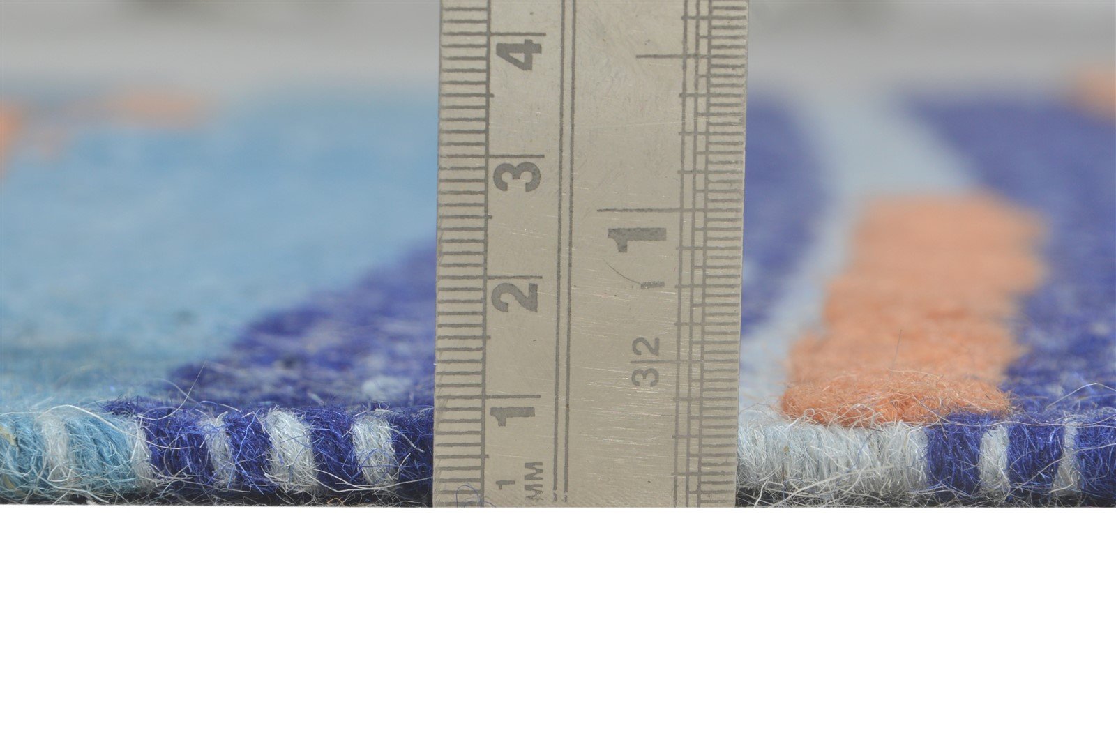 Dhurrie Blue Wool Rug 3' X 5' Modern Bohemian Abstract Room Size Carpet 7865196216469