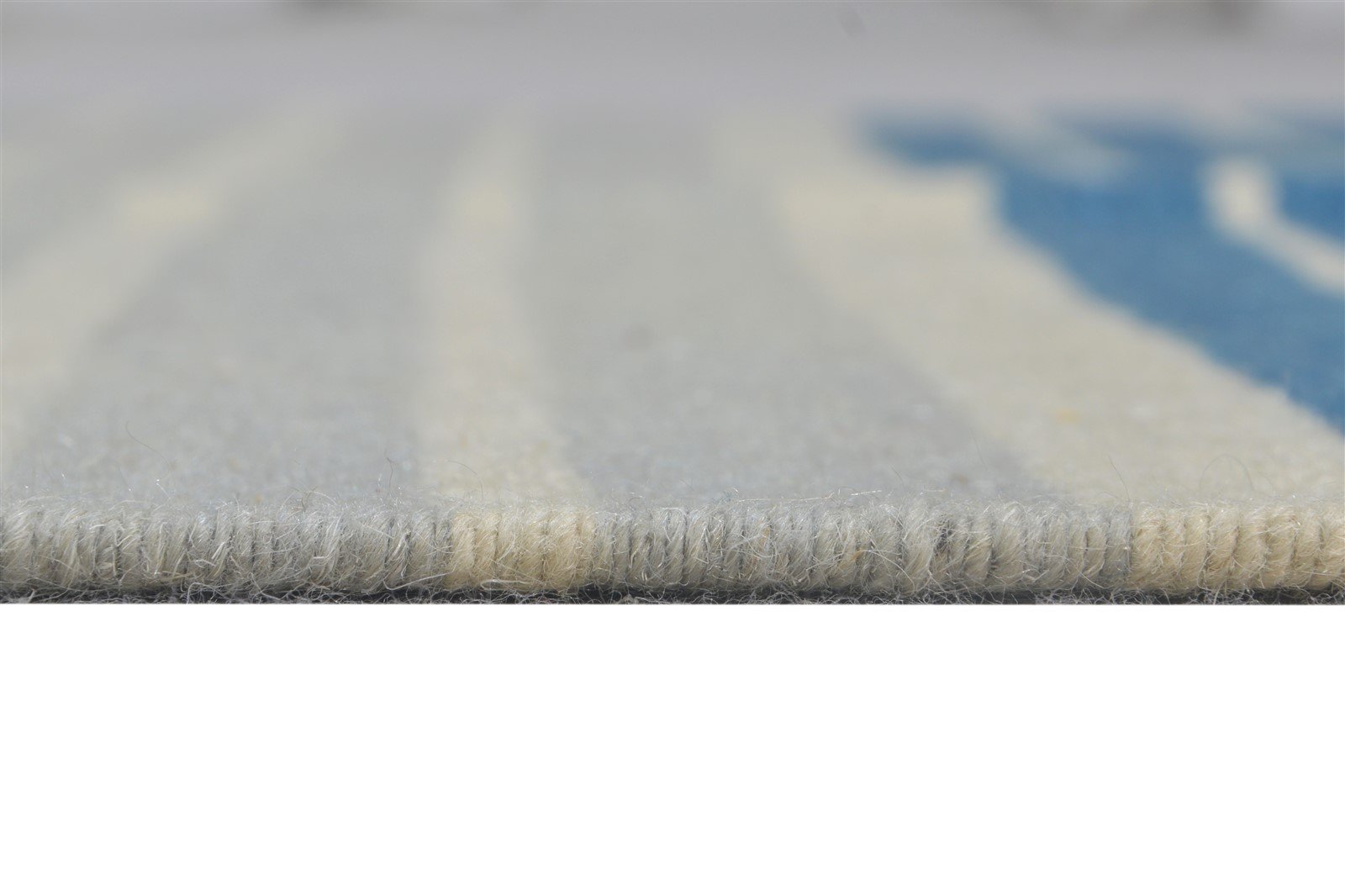 Dhurrie Blue Wool Rug 3' X 5' Modern Scandinavian Striped Room Size Carpet 7865167478933