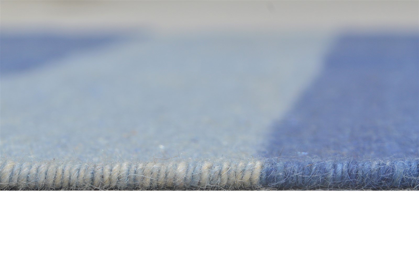 Dhurrie Blue Wool Rug 3' X 5' Modern Scandinavian Striped Small Carpet 7864670814357