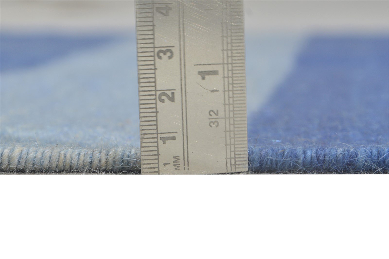 Dhurrie Blue Wool Rug 3' X 5' Modern Scandinavian Striped Small Carpet 7864670814357