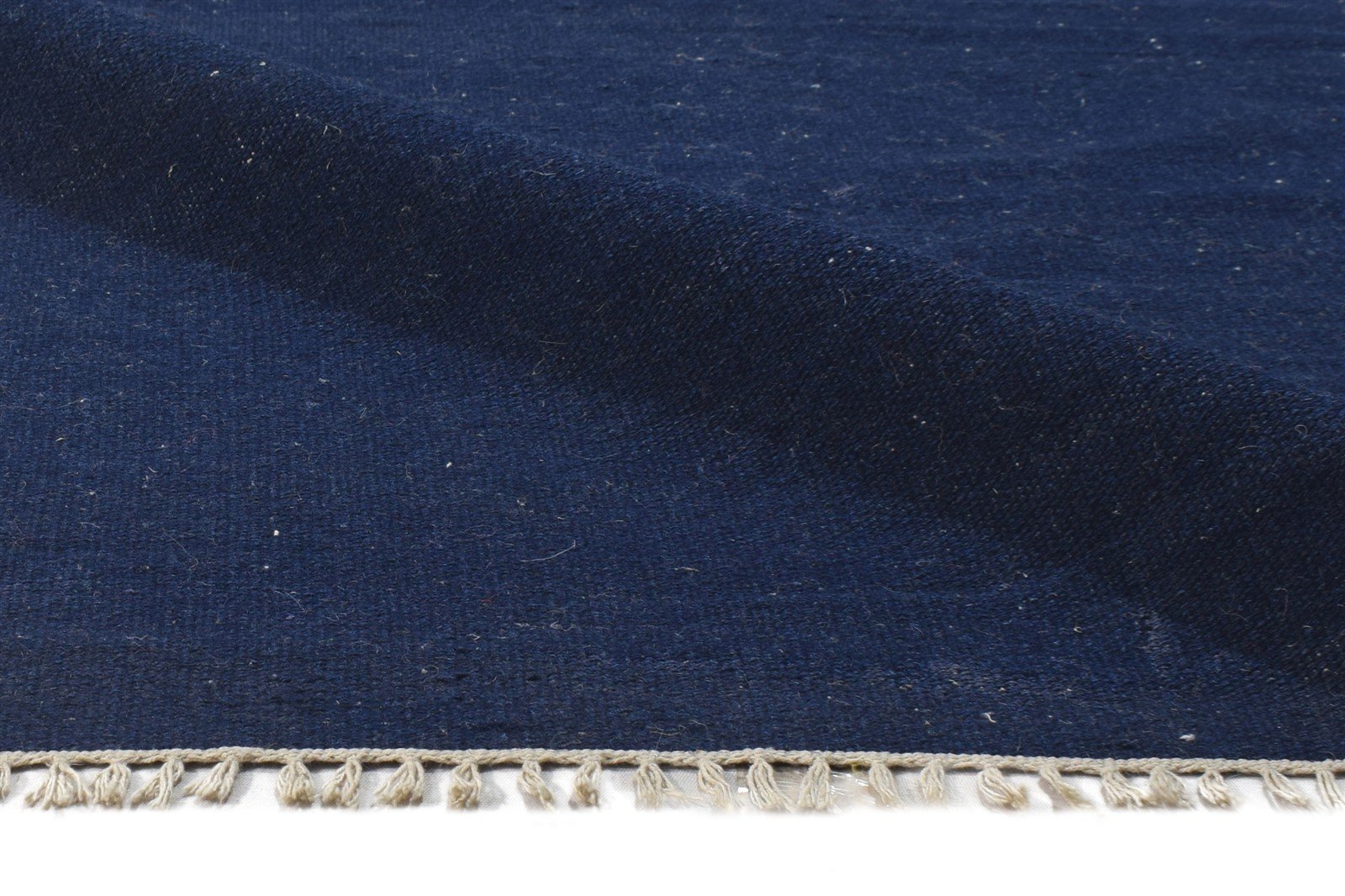 Vivian Dhurrie Blue Wool Rug 4' X 6' Modern Scandinavian Solid 7864674451605